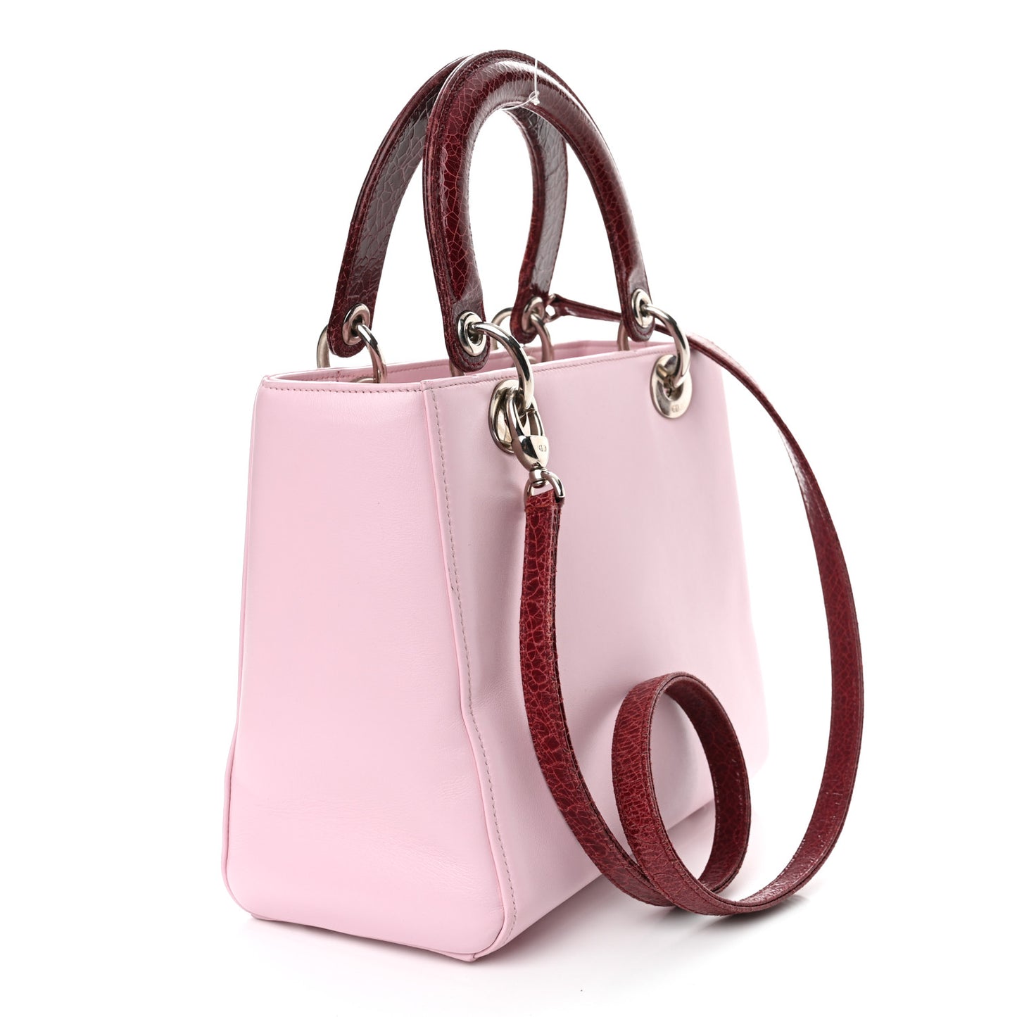Calfskin Patent Embroidered Valentines Day Heart Medium Lady Dior Pink Multicolor