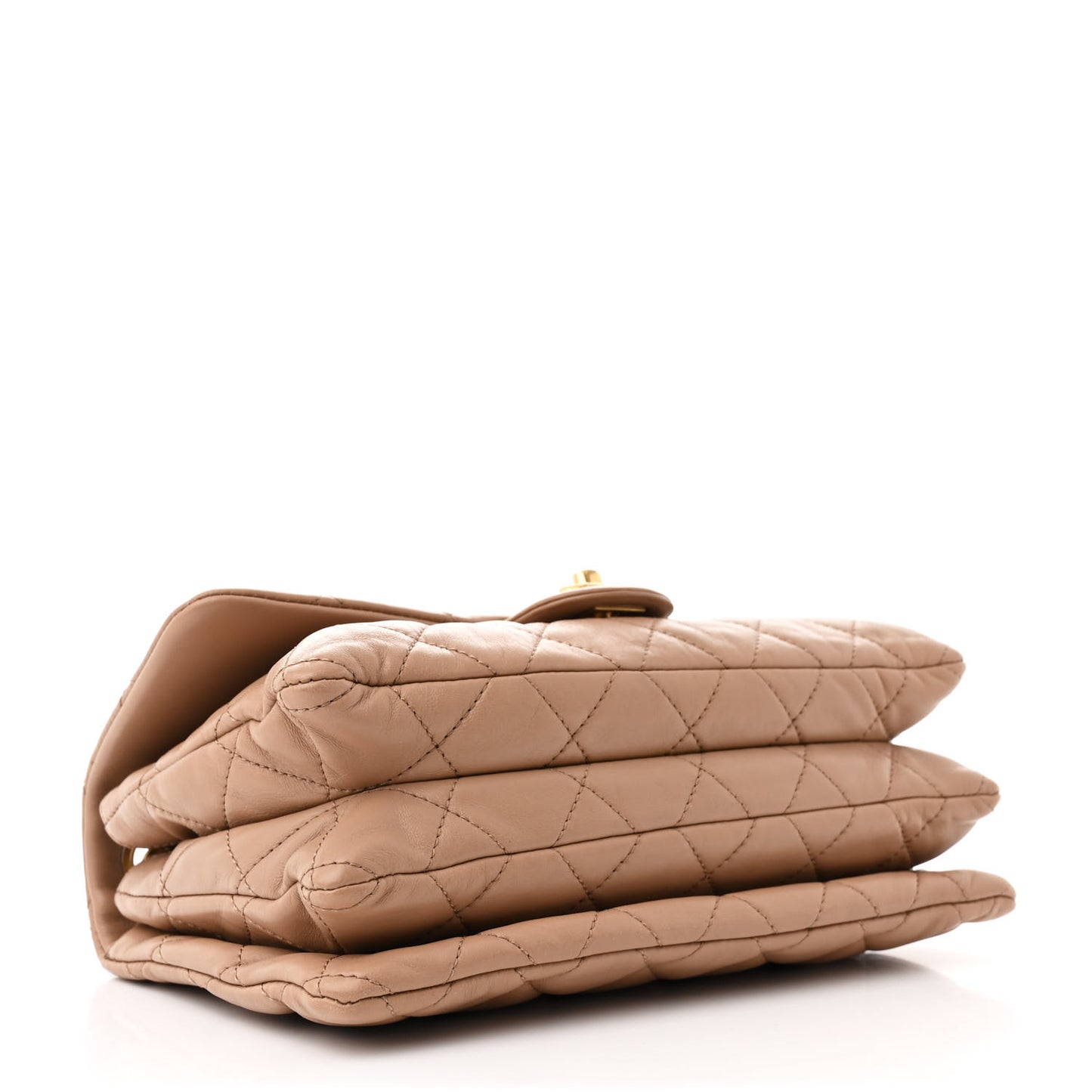 Lambskin Quilted Medium Pillow Crush Flap Beige
