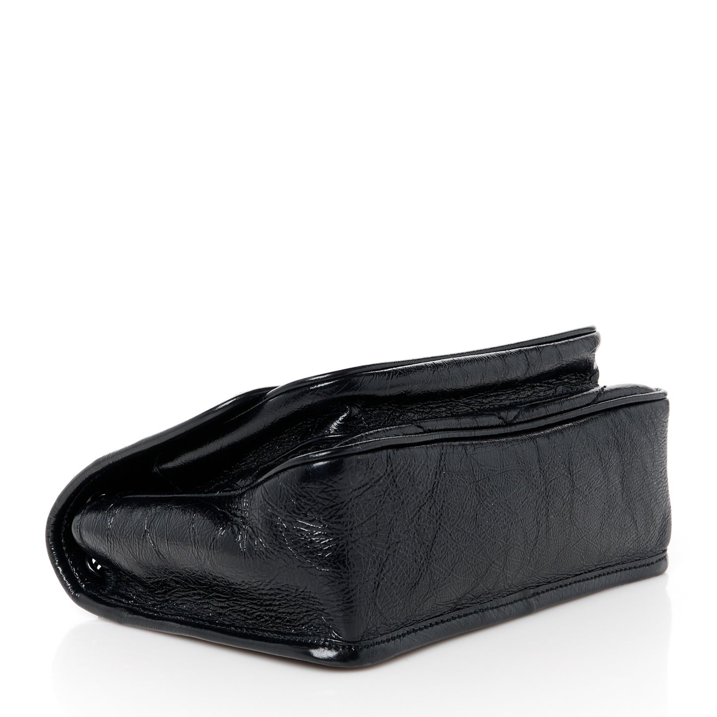 Crinkled Calfskin Matelasse Monogram Baby Niki Chain Satchel Black