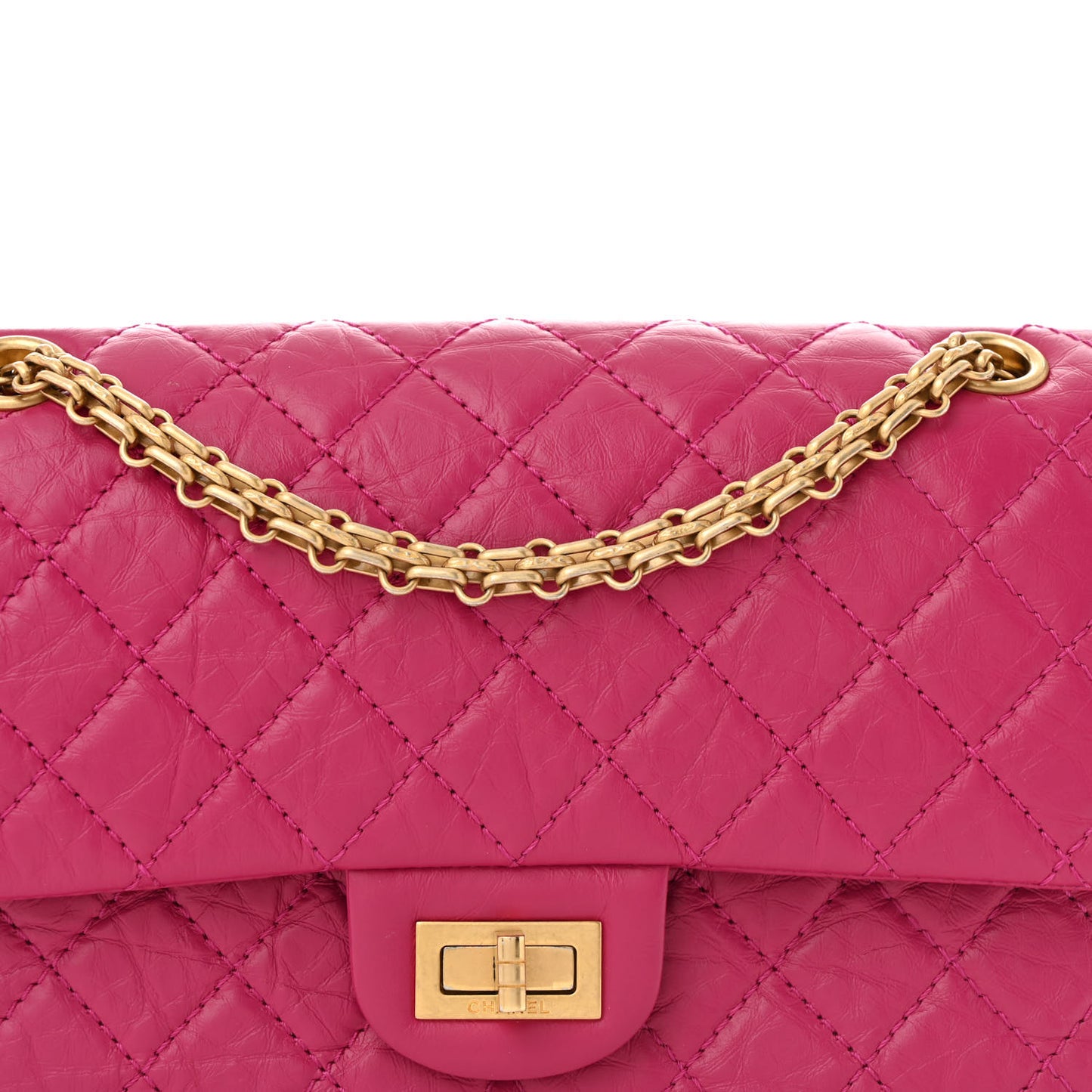 Aged Calfskin Quilted 2.55 Reissue 225 Flap Fuchsia