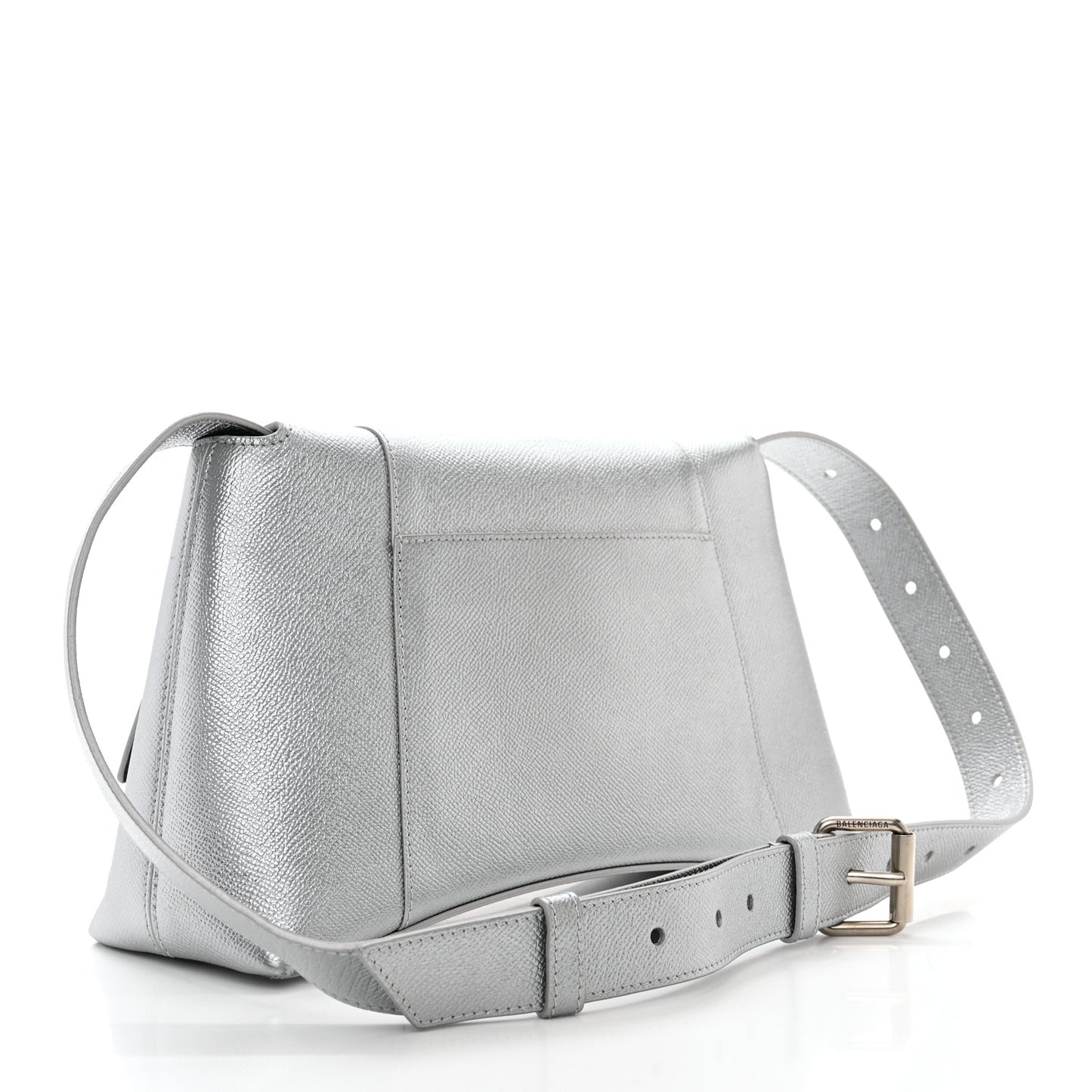 Metallic Soft Textured Calfskin Small Downtown Shoulder Bag Silver