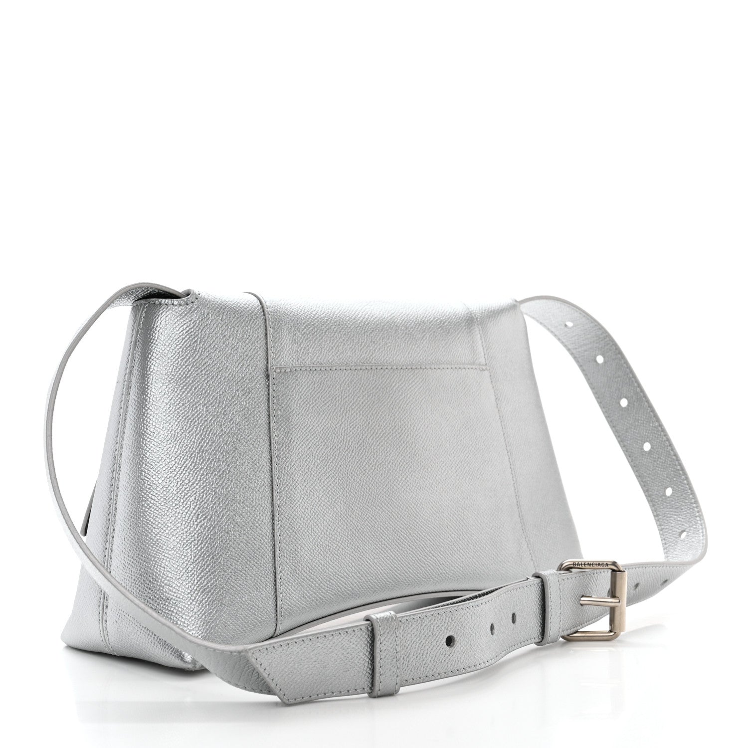 Balenciaga Metallic Soft Textured Calfskin Small Downtown Shoulder Bag Silver 3 of 10
