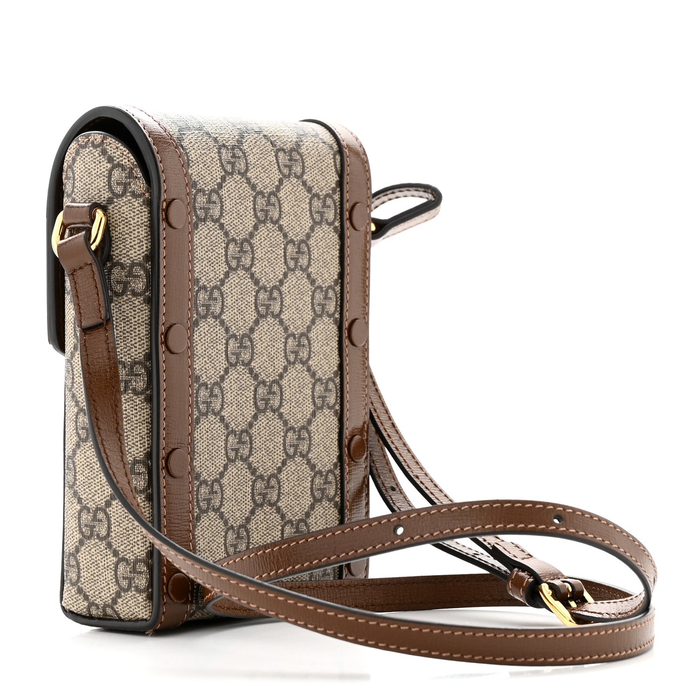GG Supreme Monogram Mini Horsebit 1955 Crossbody Bag Beige Brown Sugar