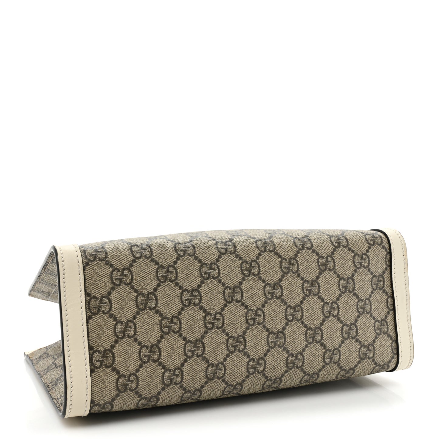 GG Supreme Monogram Moon Calfskin Small Padlock Tote Beige Ebony Mystic White