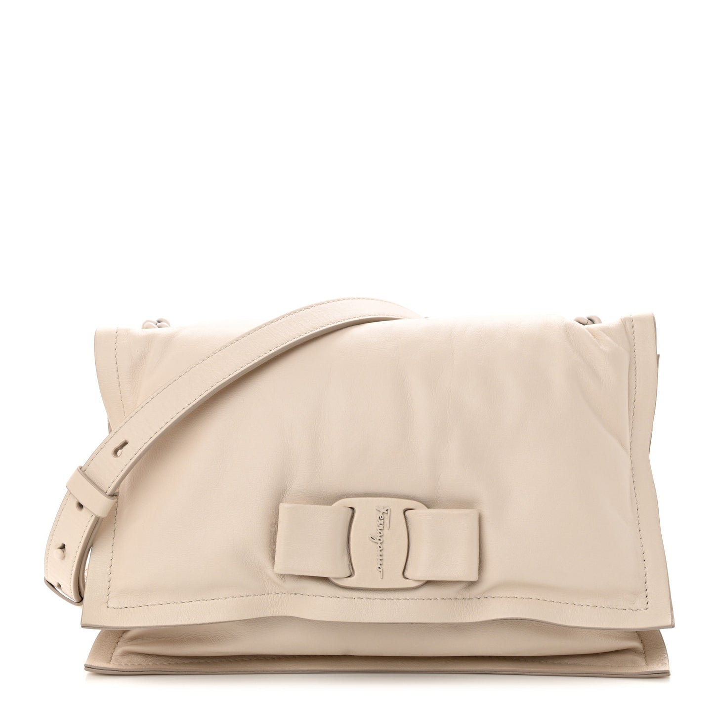 Calfskin Small Viva Bow Shoulder Bag Bone