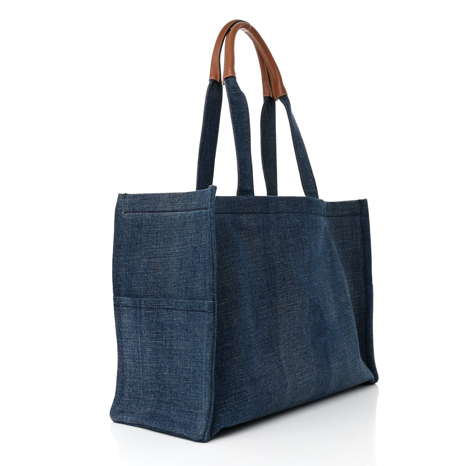 Celine Denim Large Thais Cabas Navy Tan 3 of 12