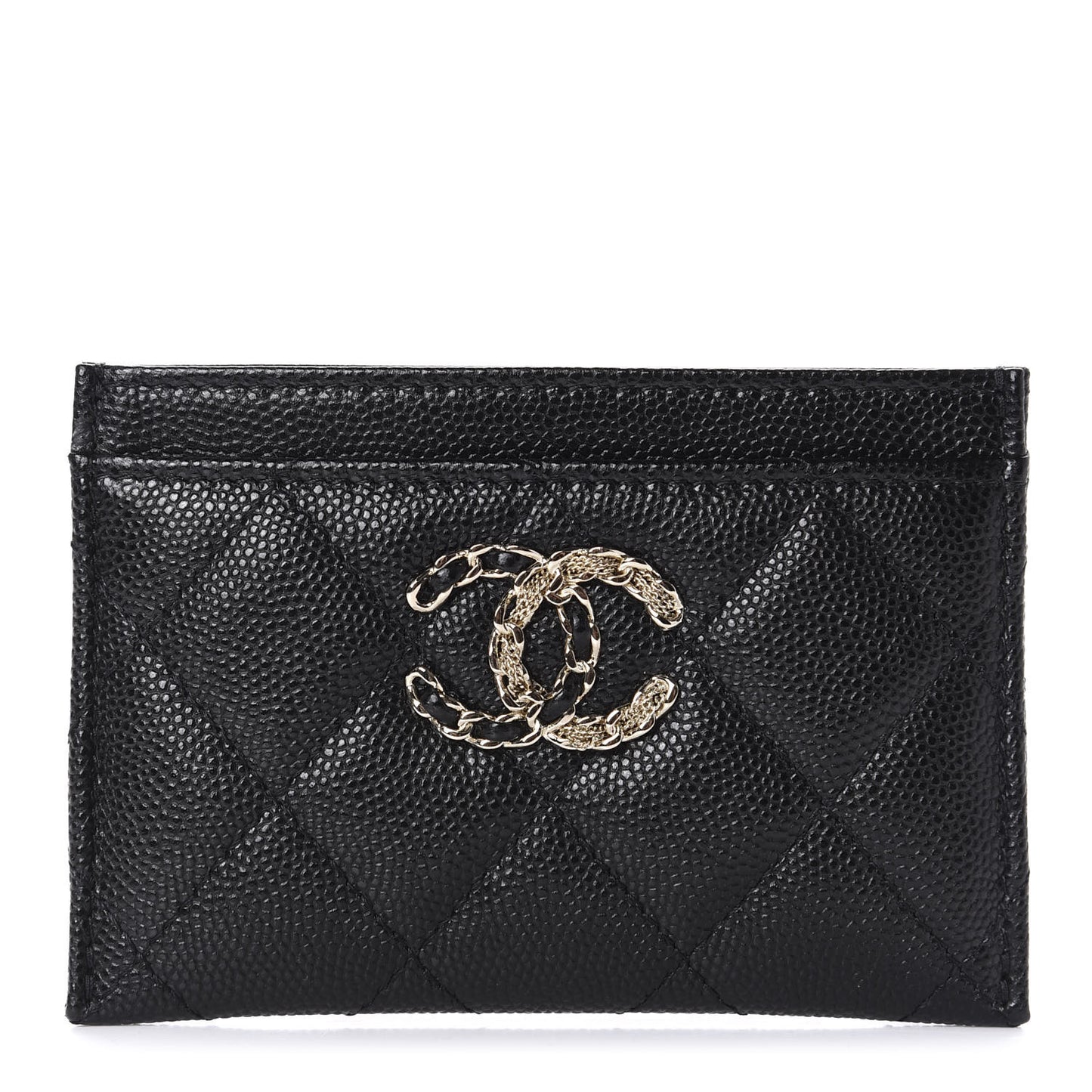Caviar Quilted French New Wave Card Holder Black