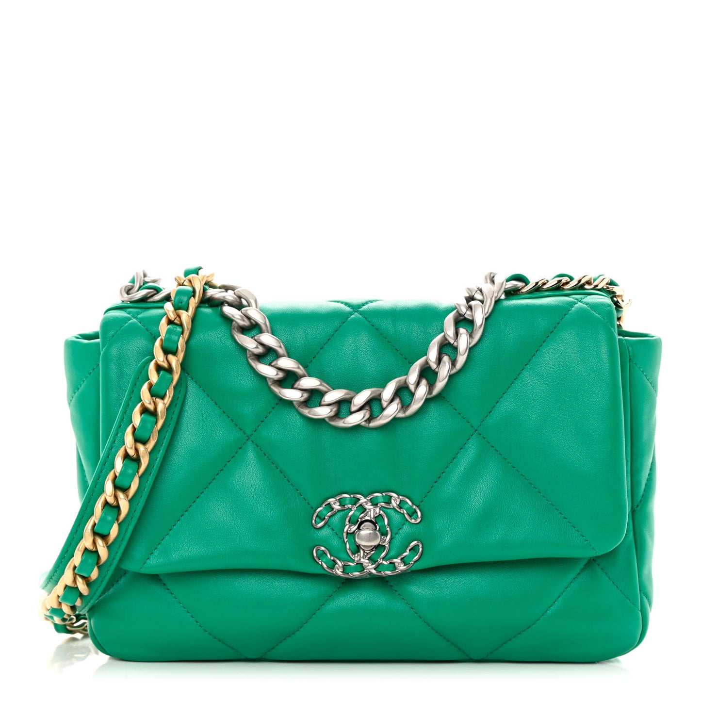 Lambskin Quilted Medium Chanel 19 Flap Green