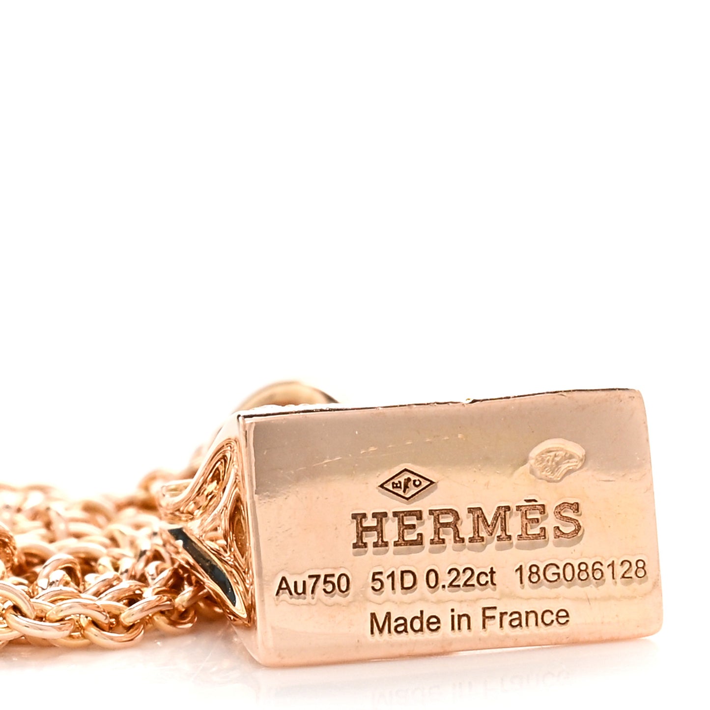 18K Rose Gold Diamond Birkin Amulette Pendant Necklace