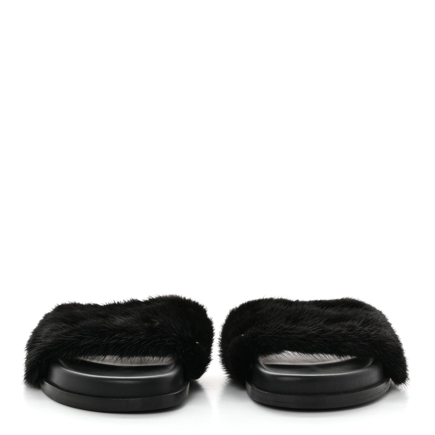 Mink Fur Rockstud Slide Sandals 36 Black