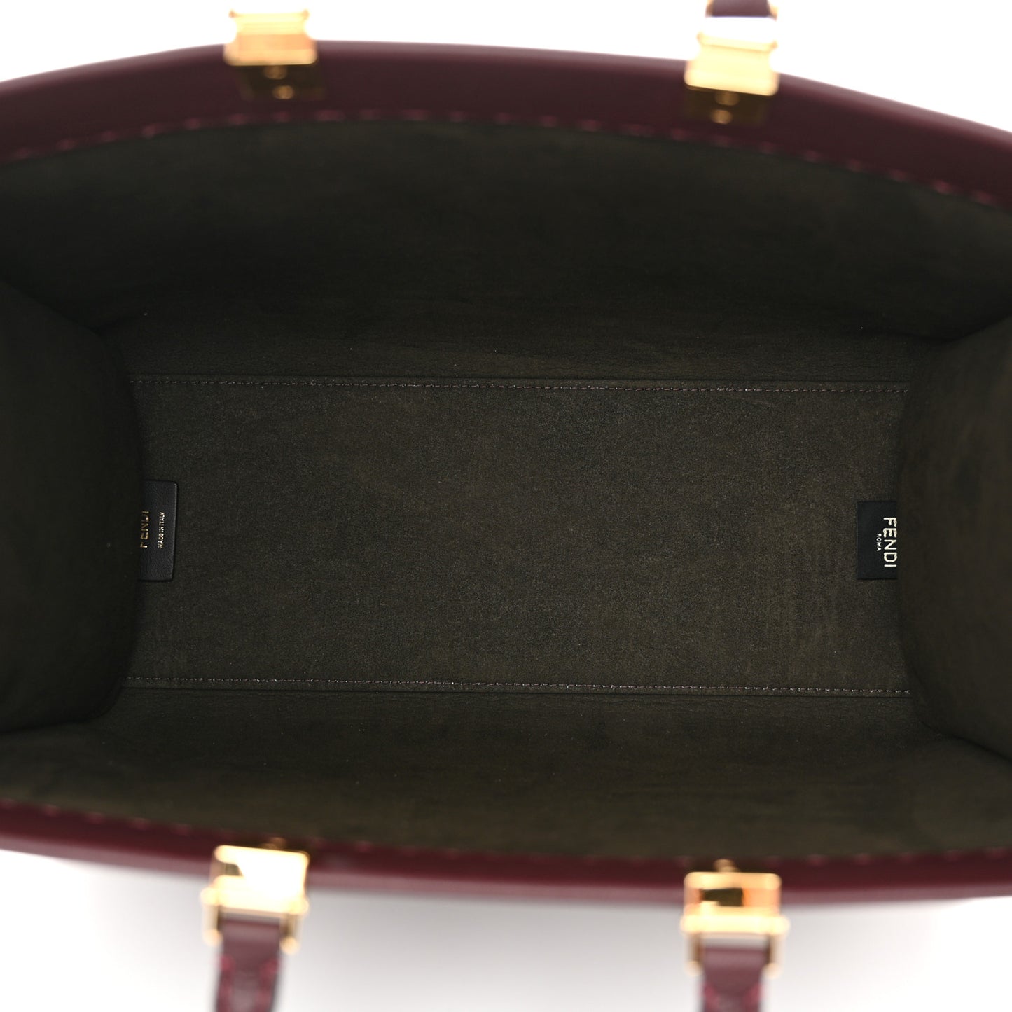 Vitello Cher Logo Debossed Medium Fendi Sunshine Shopper Tote Burgundy