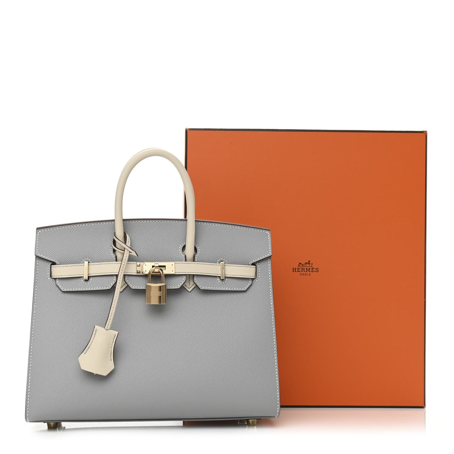 Epsom Horseshoe Birkin Sellier 25 Bleu Glacier Nata