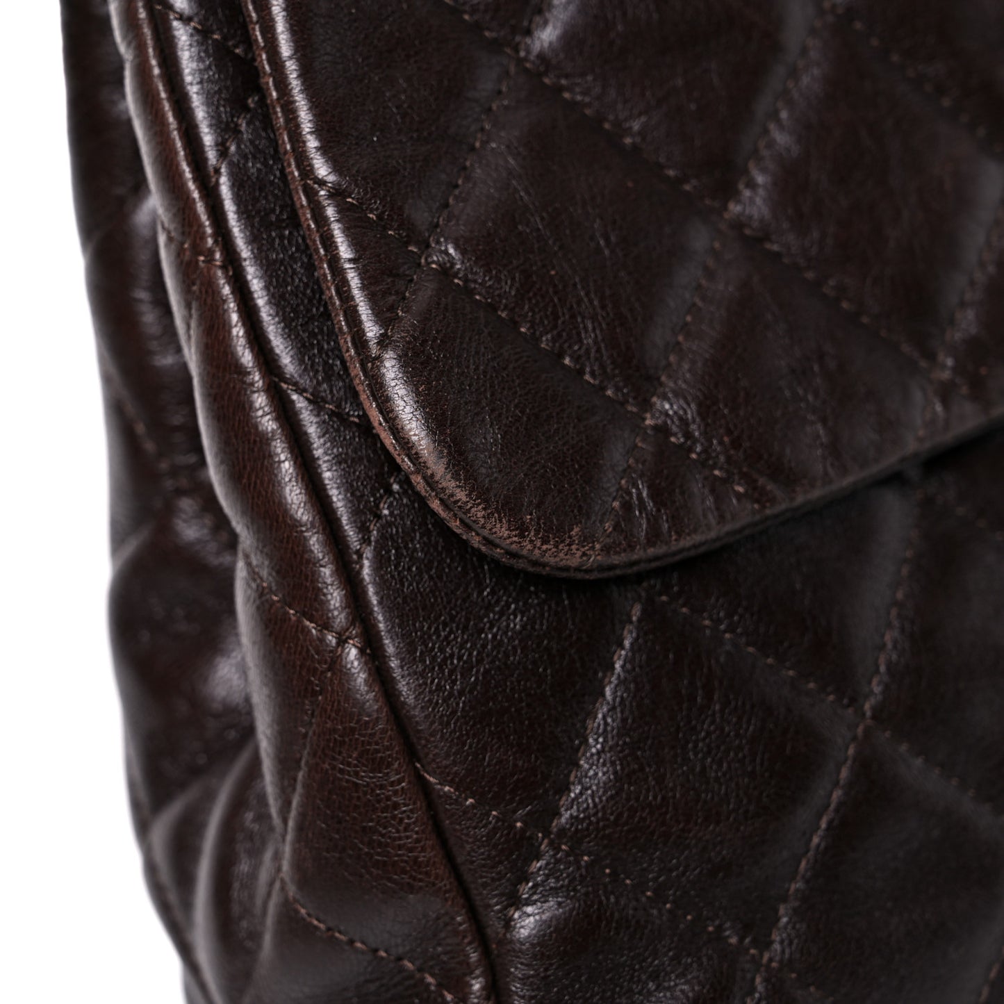 Washed Lambskin Quilted Jumbo Hybrid Reissue Flap Dark Brown