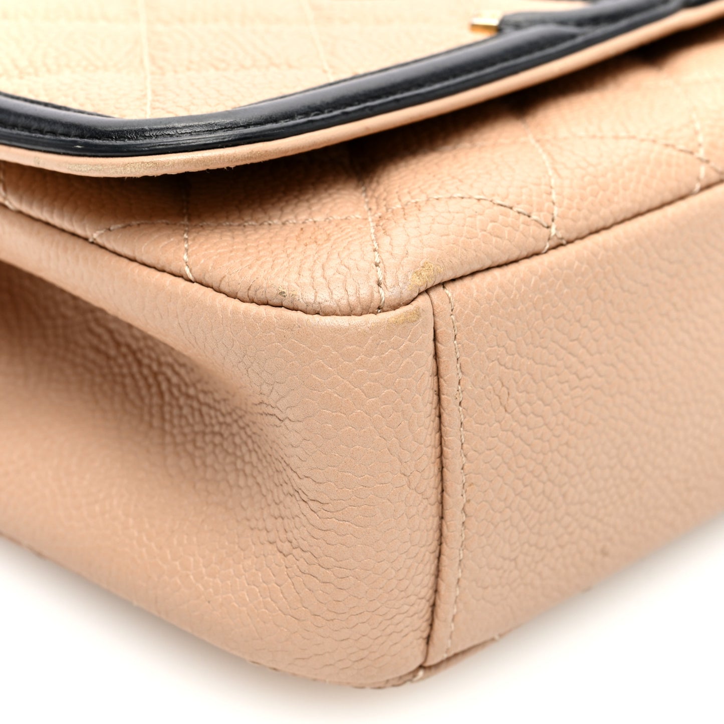 Caviar Quilted Small CC Filigree Flap Beige Black