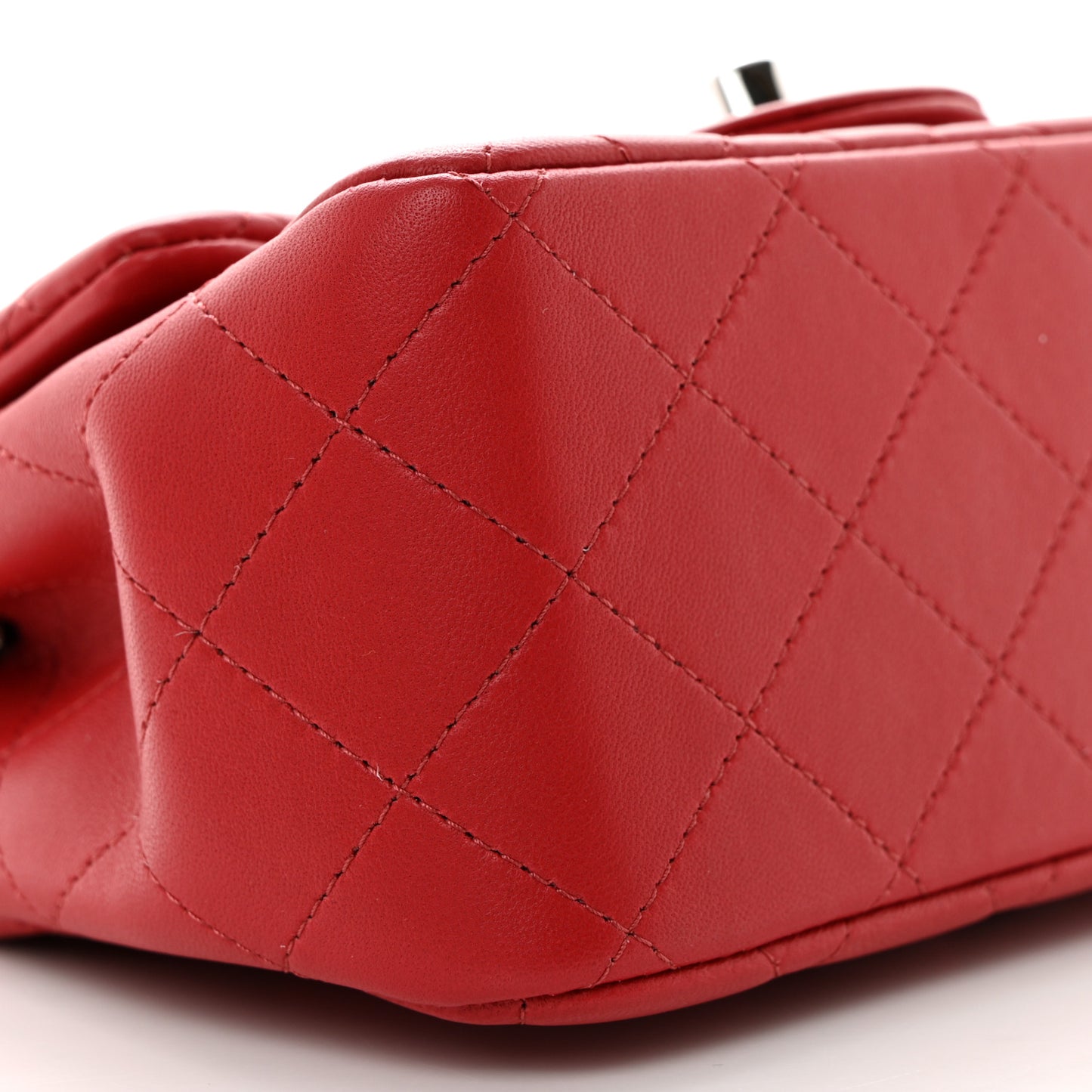 Lambskin Quilted Mini Square Flap Red
