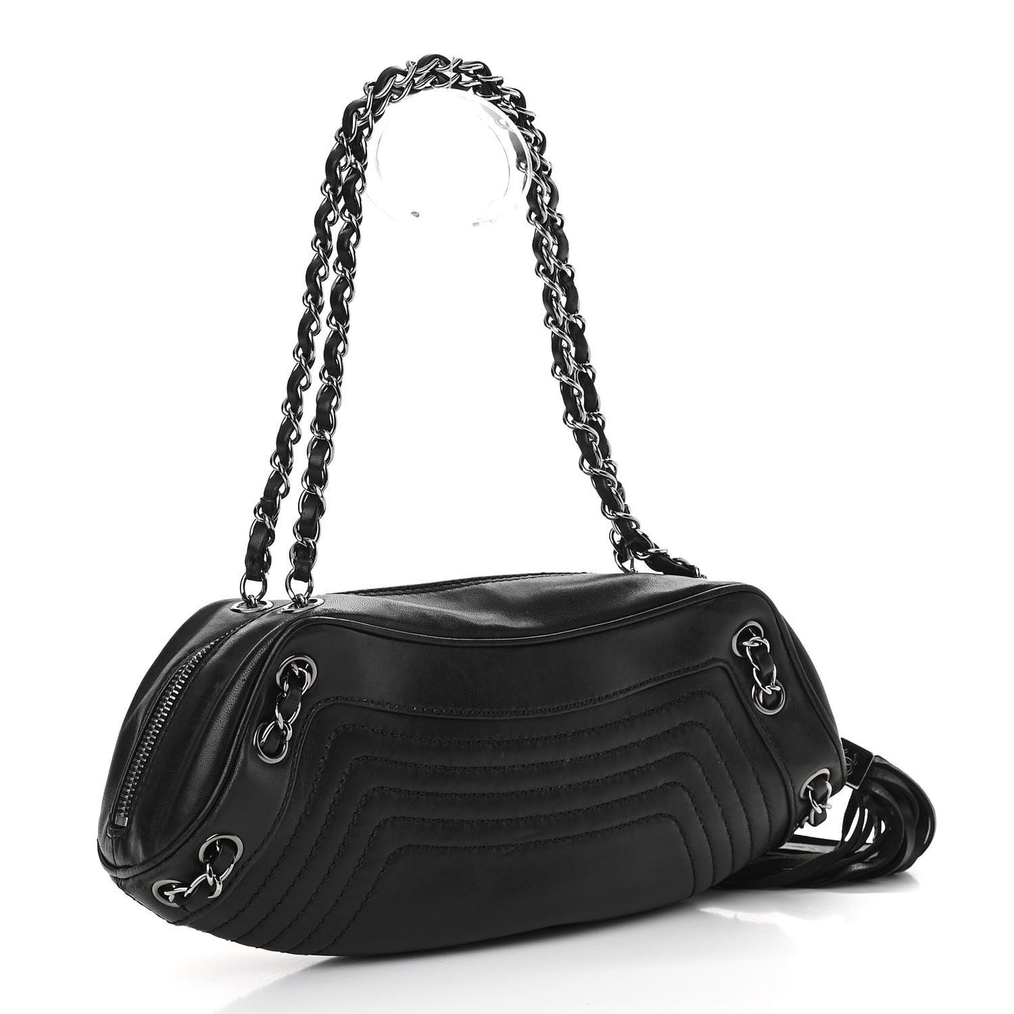 Lambskin Small Tassel Shoulder Bag Black