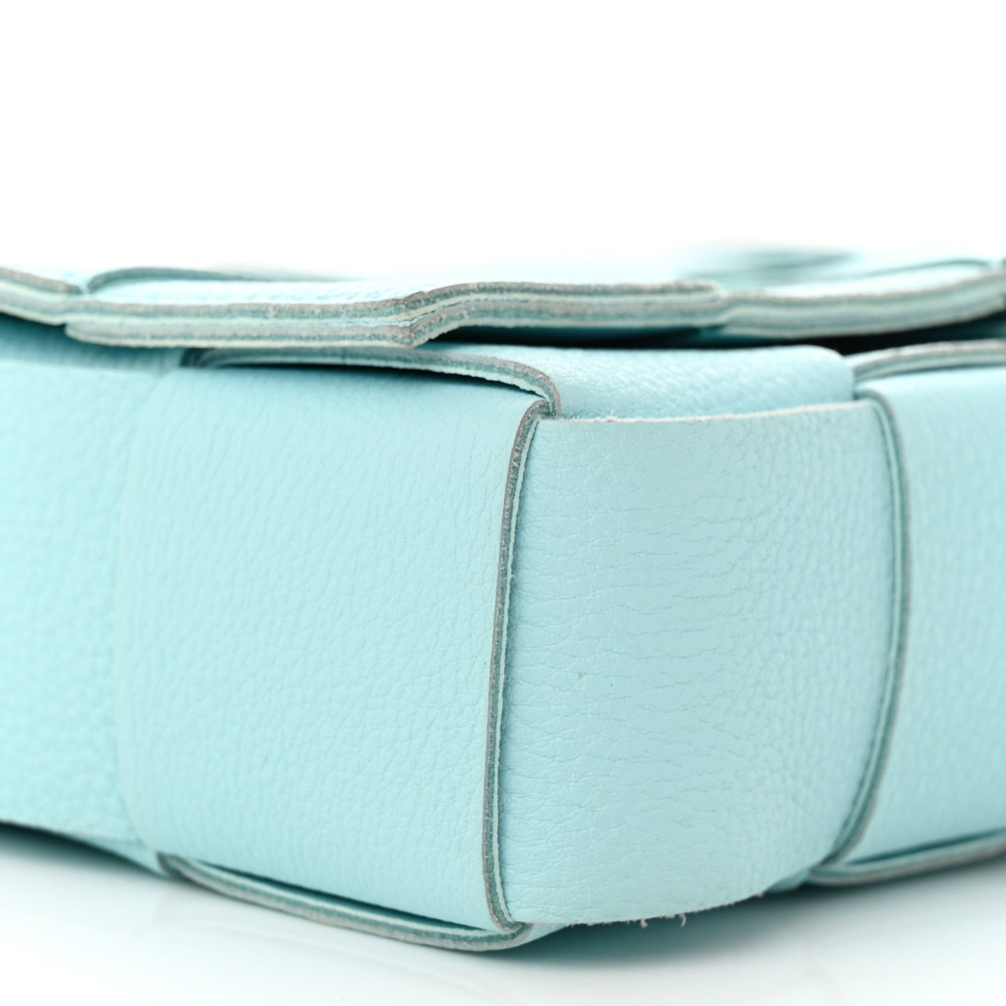 Grained Calfskin Maxi Intrecciato Cassette Crossbody Bag Pale Blue