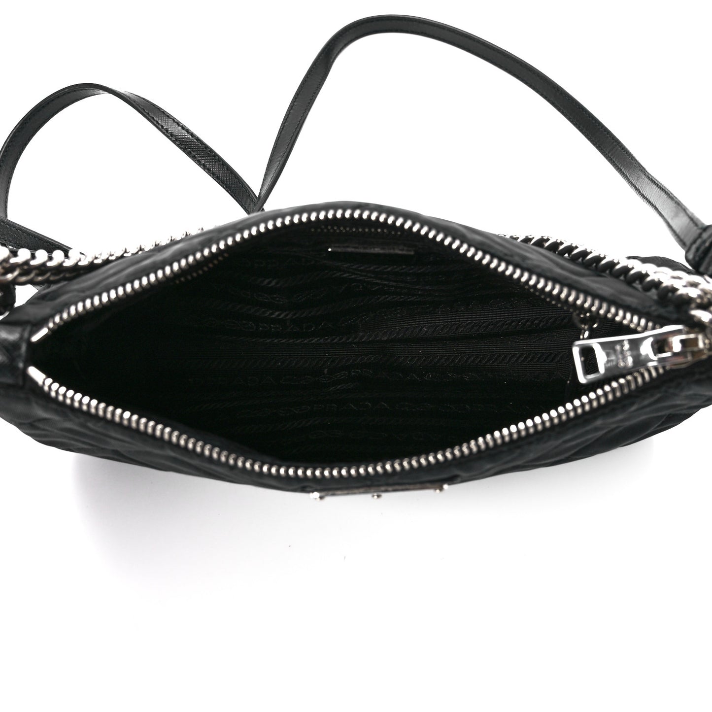 Nylon Tessuto Impuntu Quilted Crossbody Bag Black