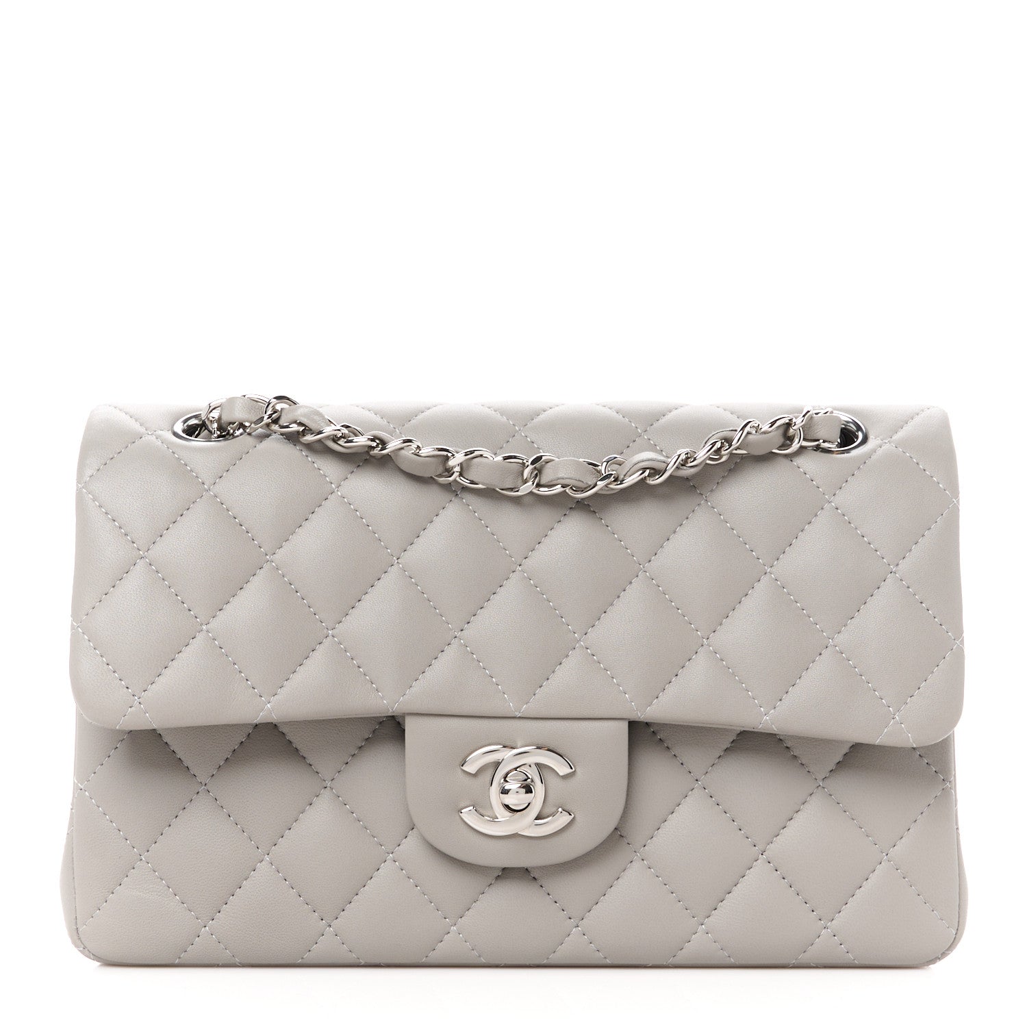 Chanel Lambskin Quilted Small Double Flap Grey 1 of 11