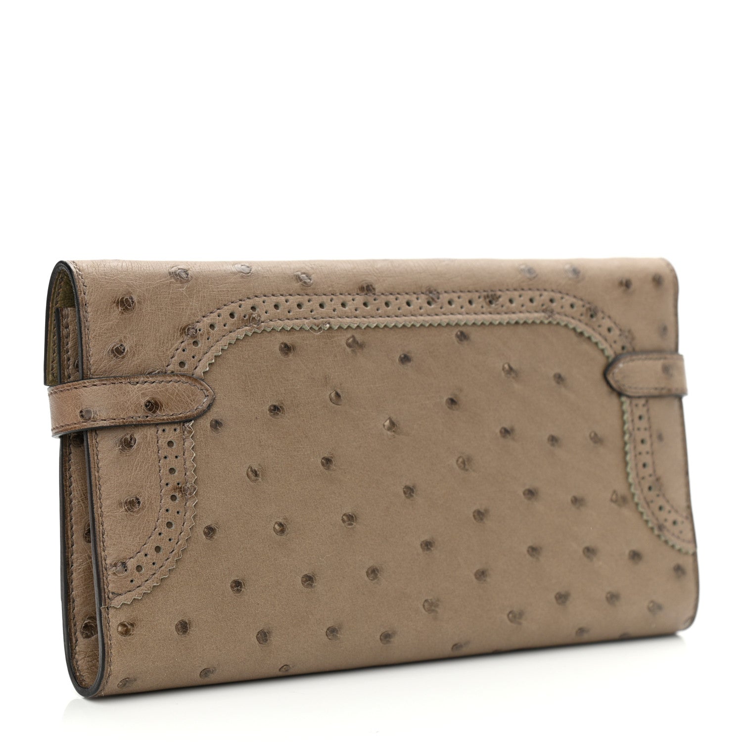 Hermes Ostrich Ghillies Kelly Longue Wallet Mousse 3 of 8