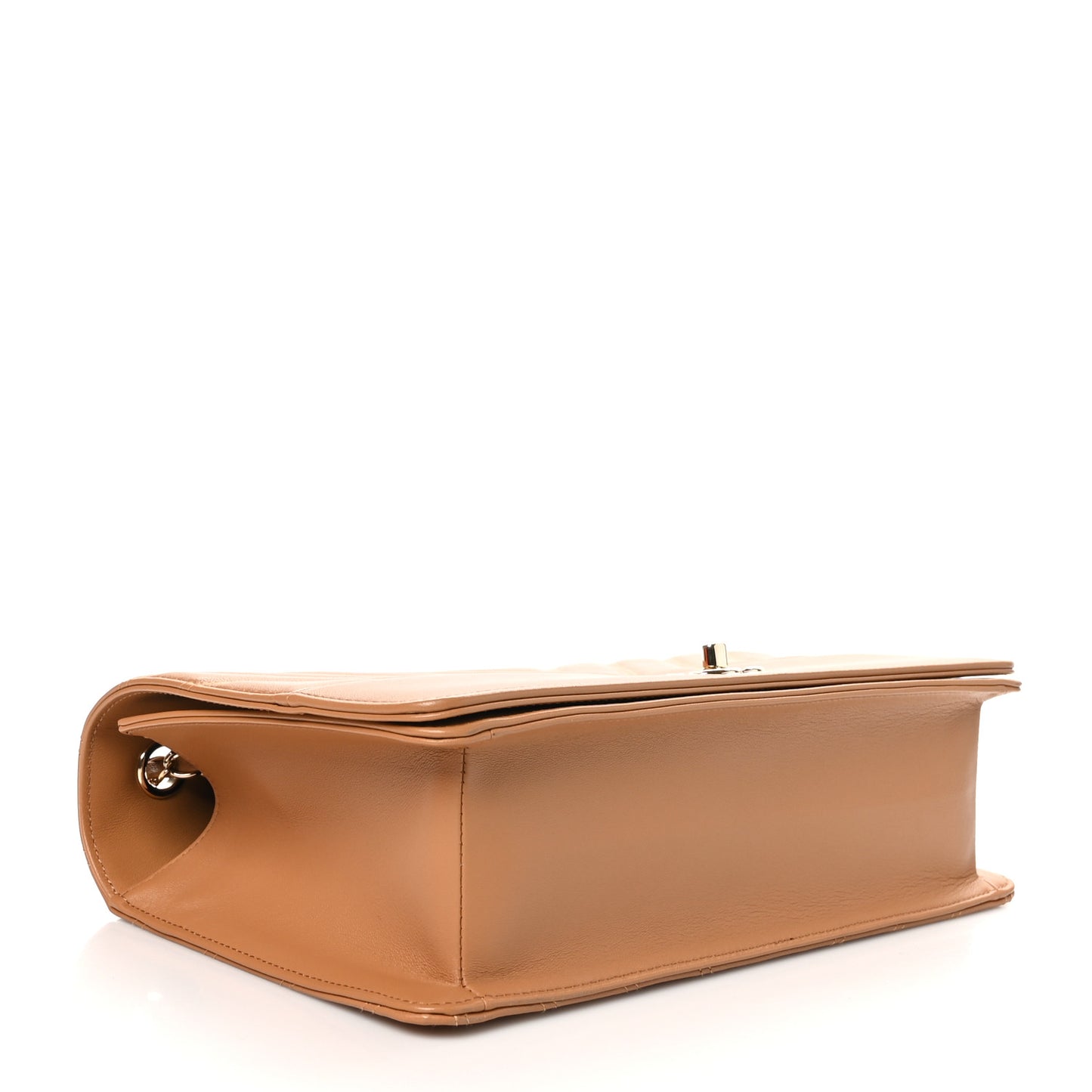 Lambskin Chevron Quilted Flap Camel