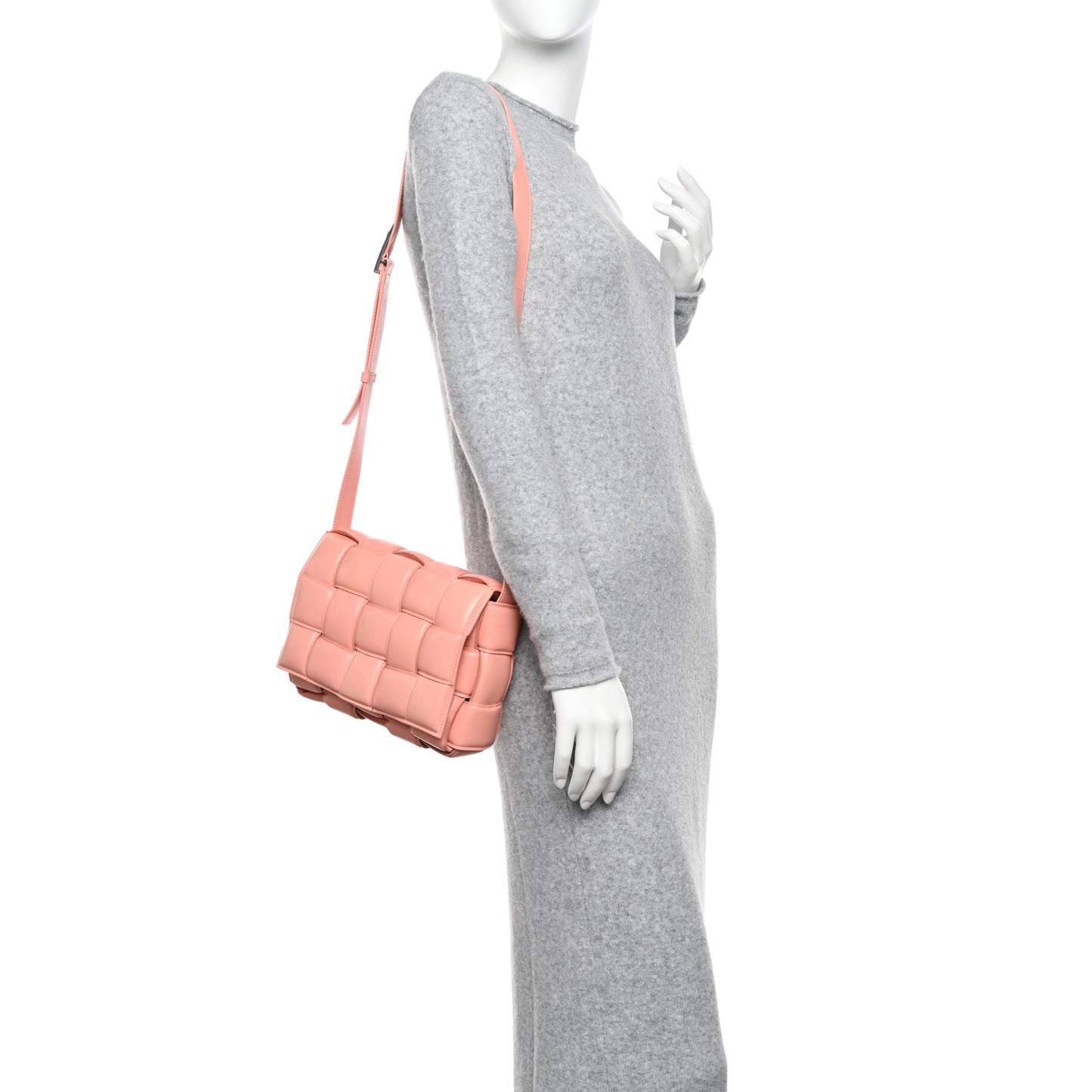 Nappa Maxi Intreccio Padded Cassette Crossbody Bag Peachy
