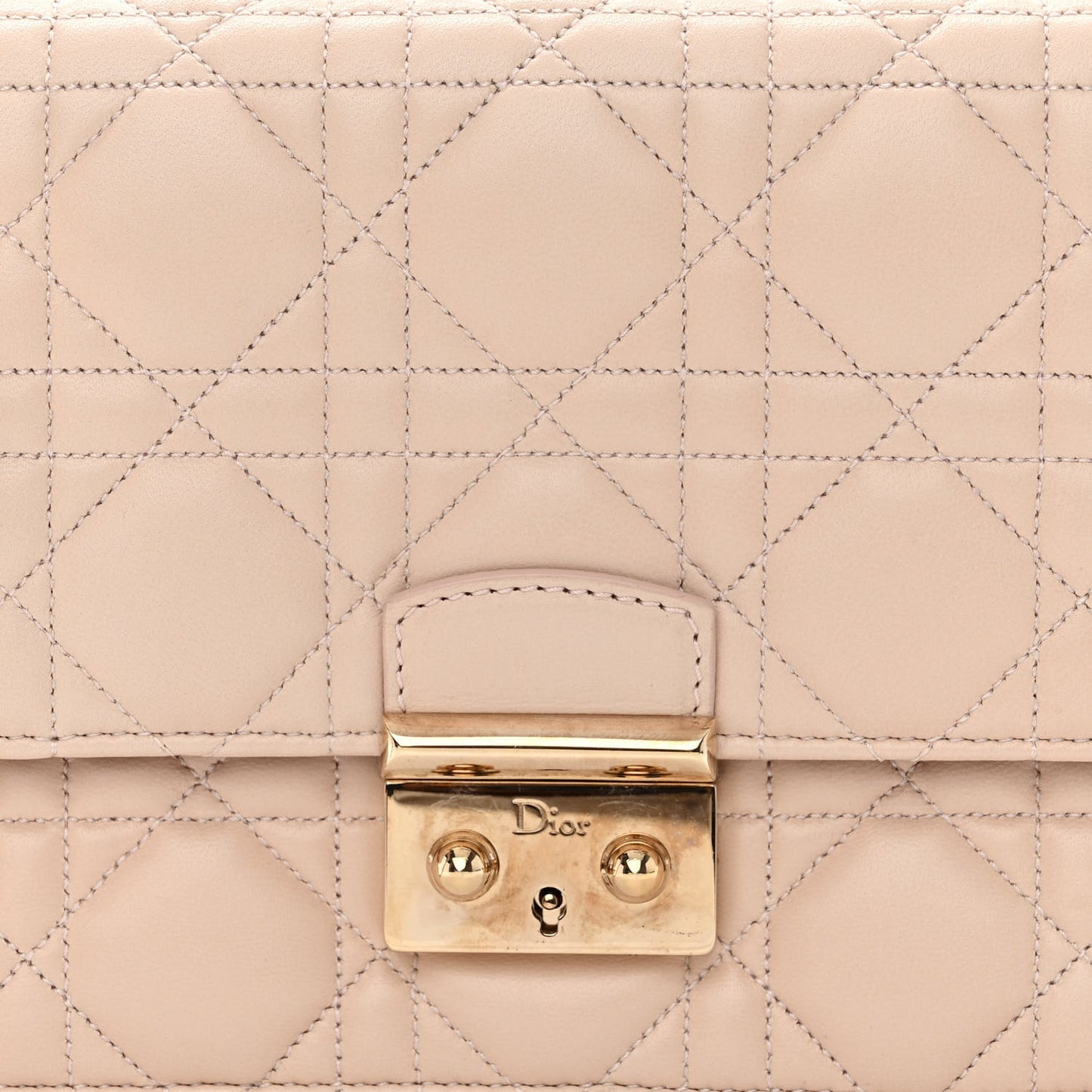 Lambskin Cannage Miss Dior Promenade Pouch Beige
