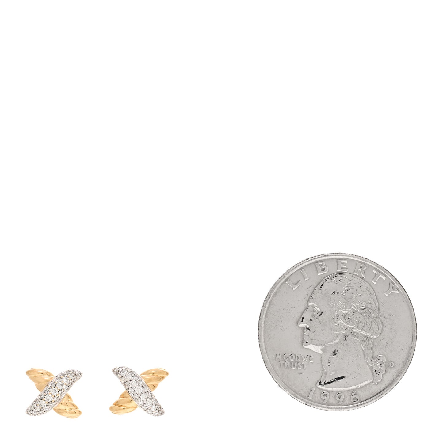 18K Yellow Gold Diamond Pave X Earrings