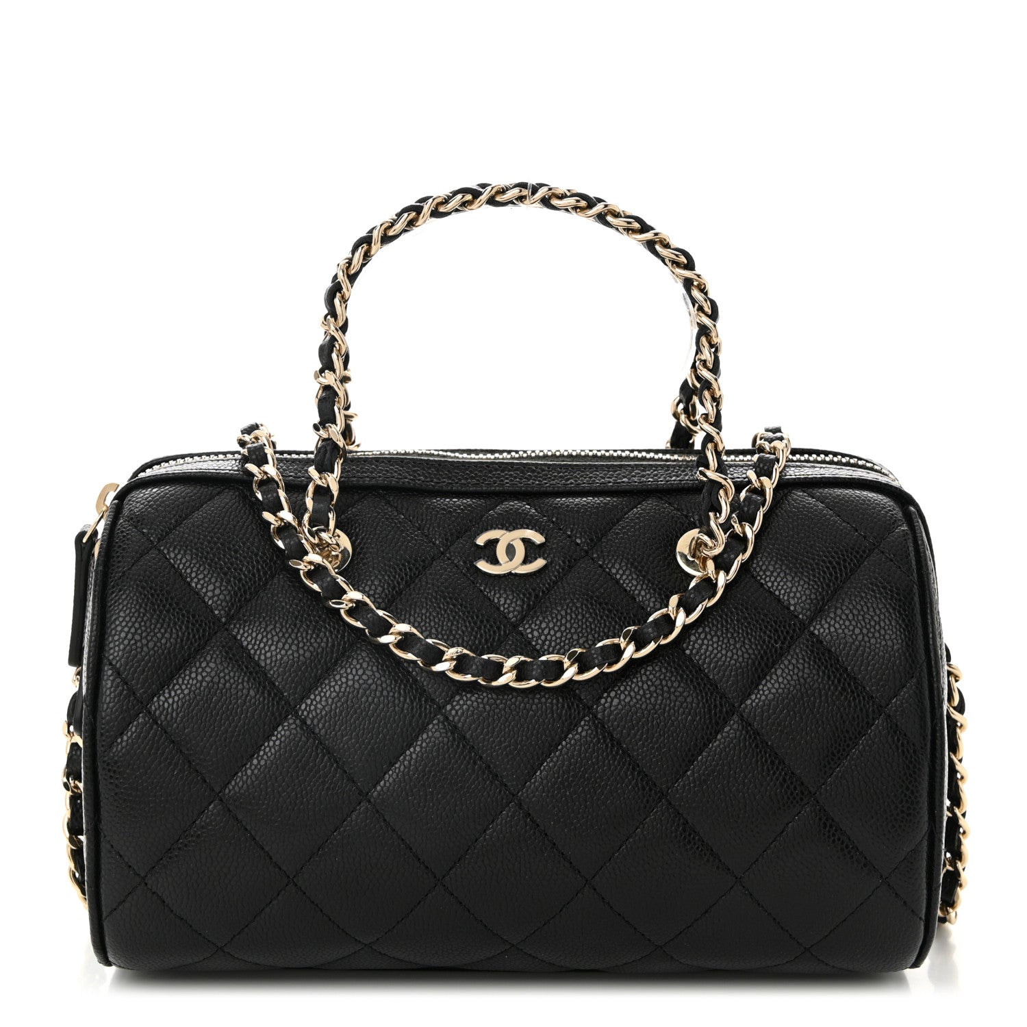 Chanel Caviar Quilted Barrel Clutch With Chain Black 1739133