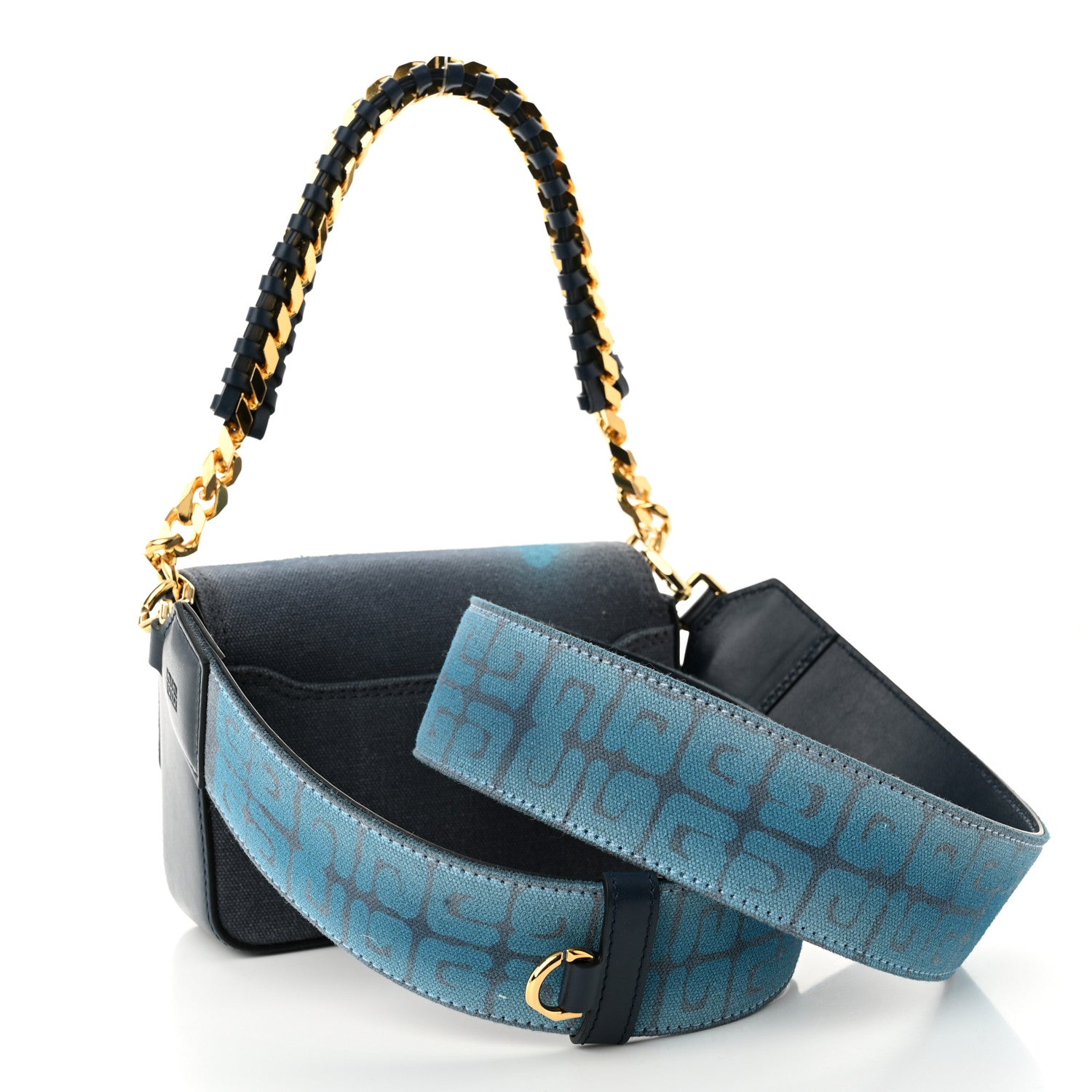 Givenchy x Chito Graffiti Effect Canvas Leather Small 4G Shoulder Bag Steel Blue 3 of 9