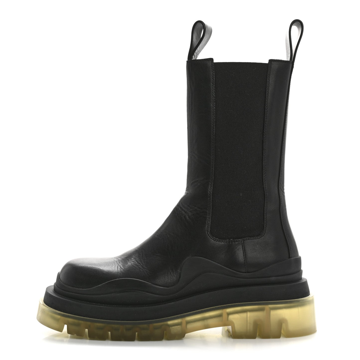 Calfskin The Tire Chelsea Boots 36 Black Transparent