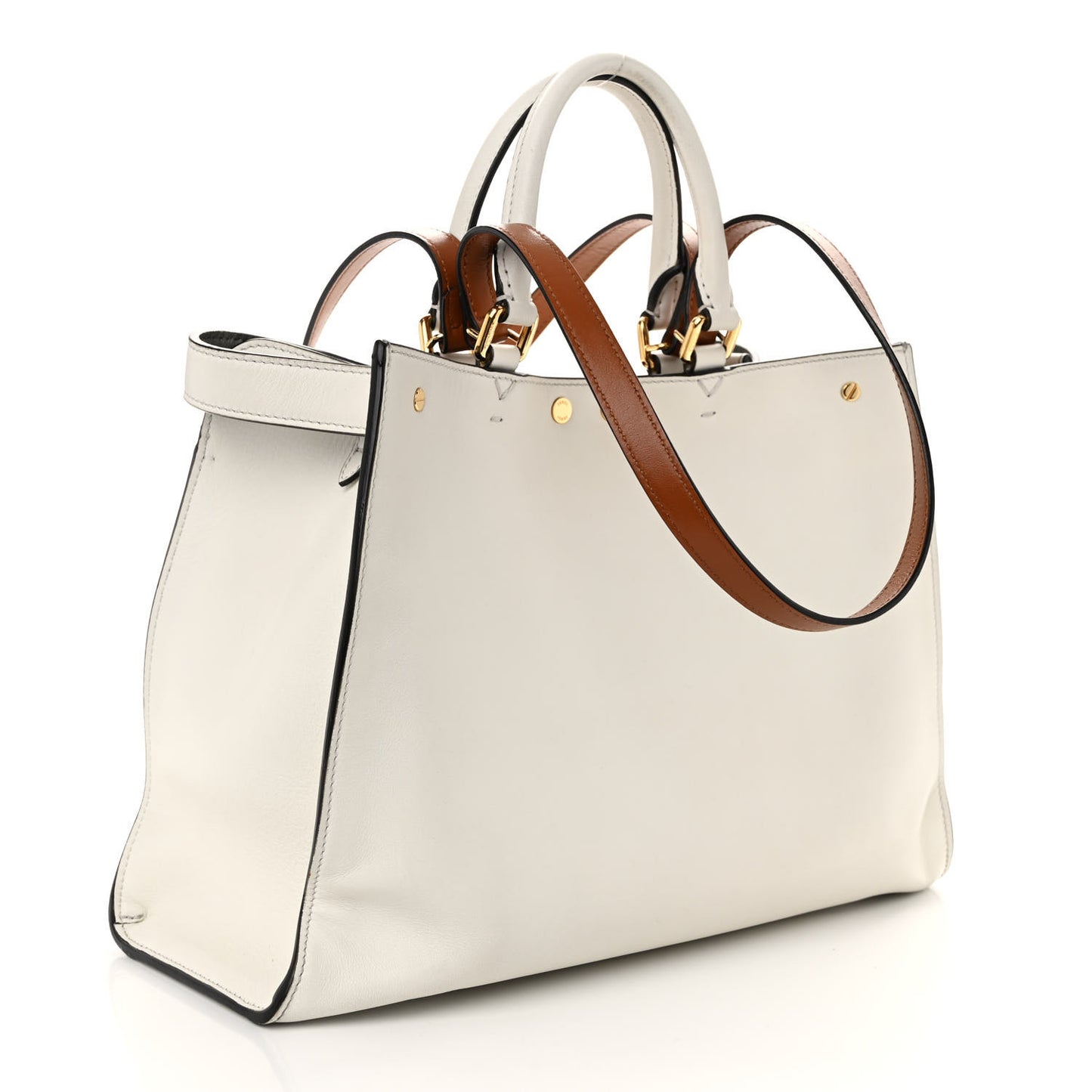 Vitello Seta Century Small Peekaboo X-Tote White Brandy
