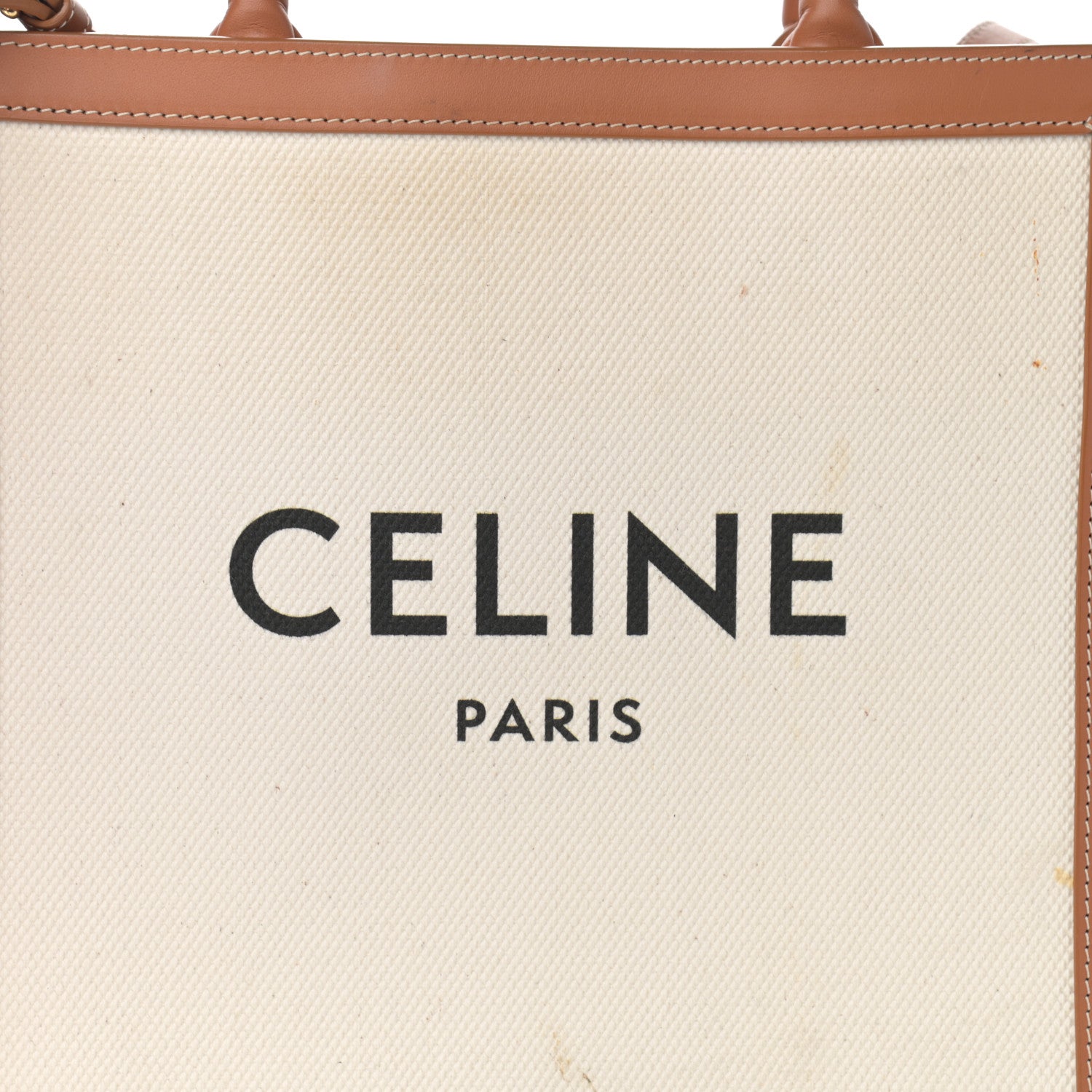 Celine Canvas Calfskin Logo Print Small Vertical Cabas Natural Tan 8 of 15
