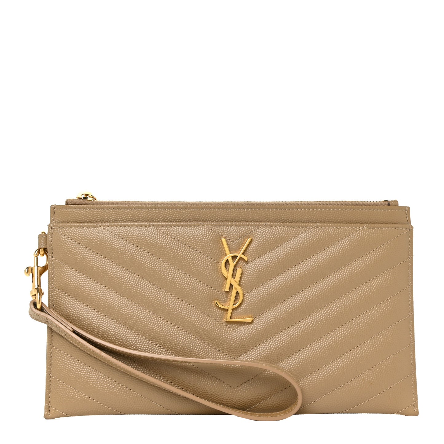 Grain De Poudre Chevron Monogram Large Bill Pouch Cork