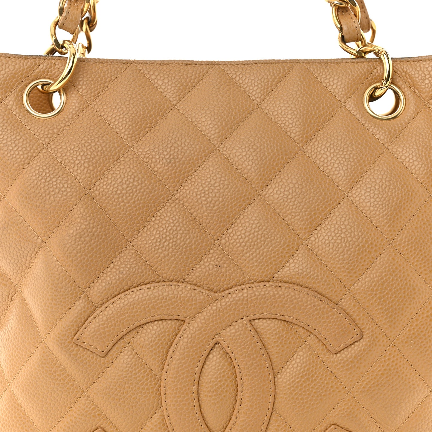 Caviar Quilted Petit Shopping Tote PST Dark Beige