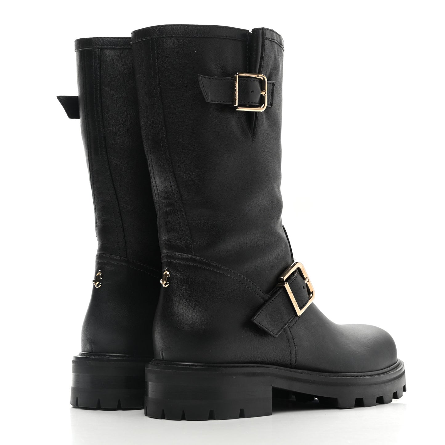 Rugged Leather Biker Boots 38.5 Black