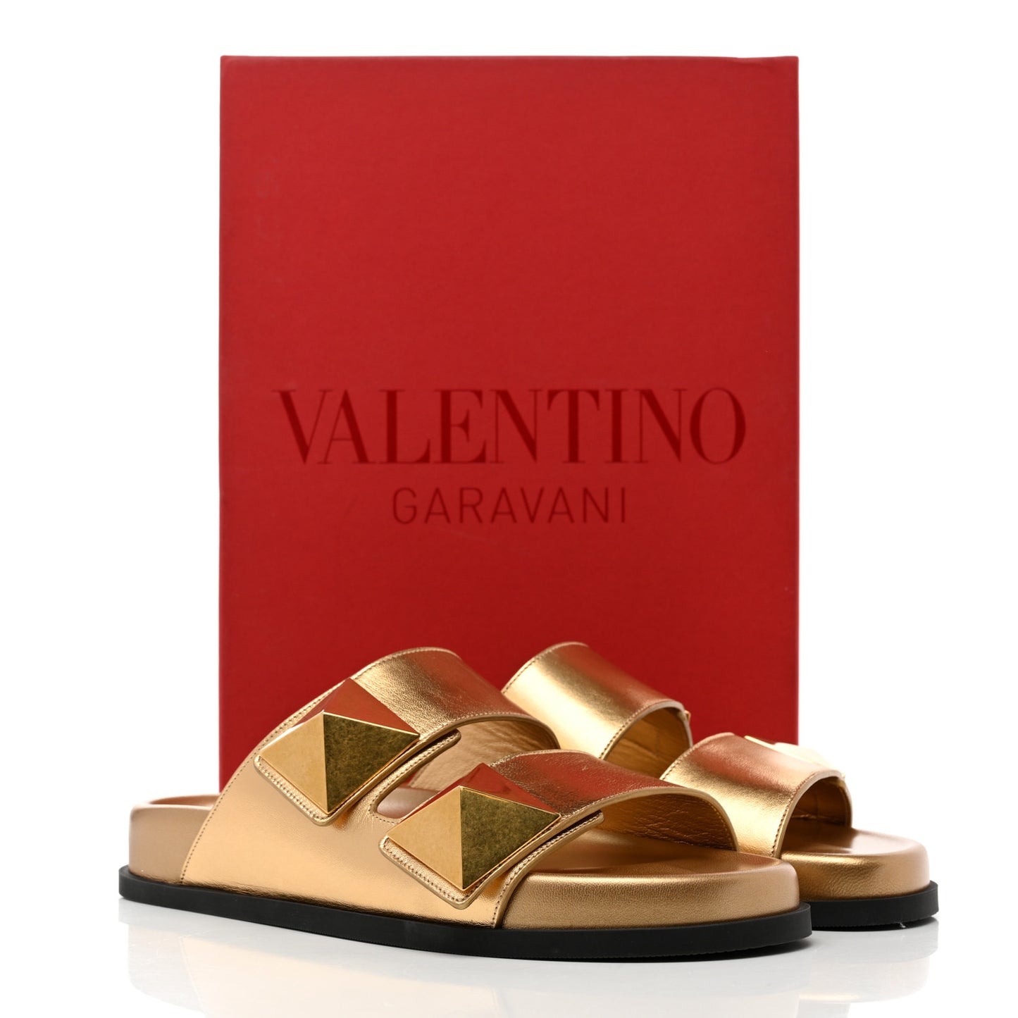 Nappa Roman Stud Slide Sandals 38 Antique Brass