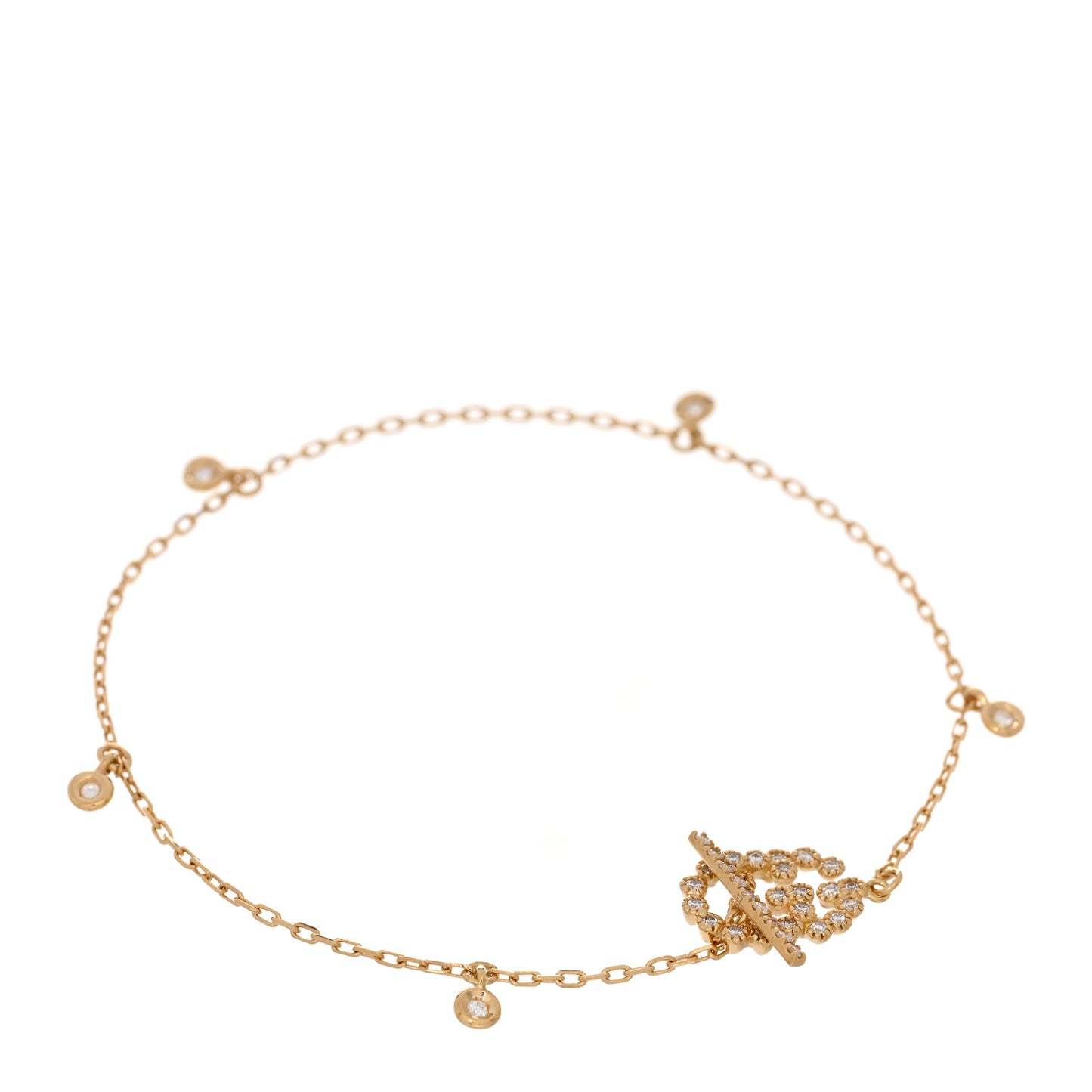 18K Yellow Gold Diamond GG Running Toggle Bracelet