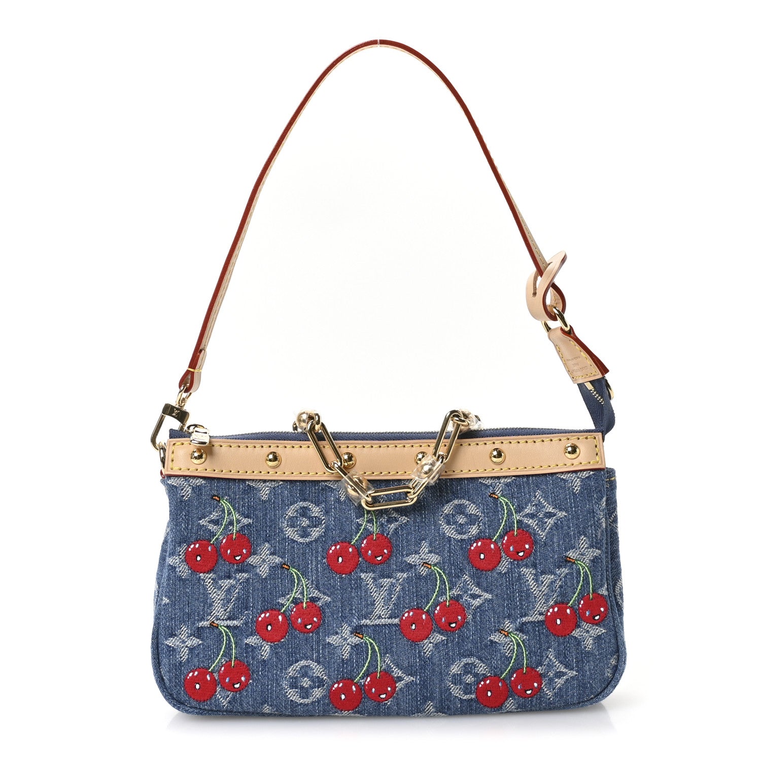 Louis Vuitton LV X TM Monogram Denim Cerises Pochette Accessories Blue 1 of 11