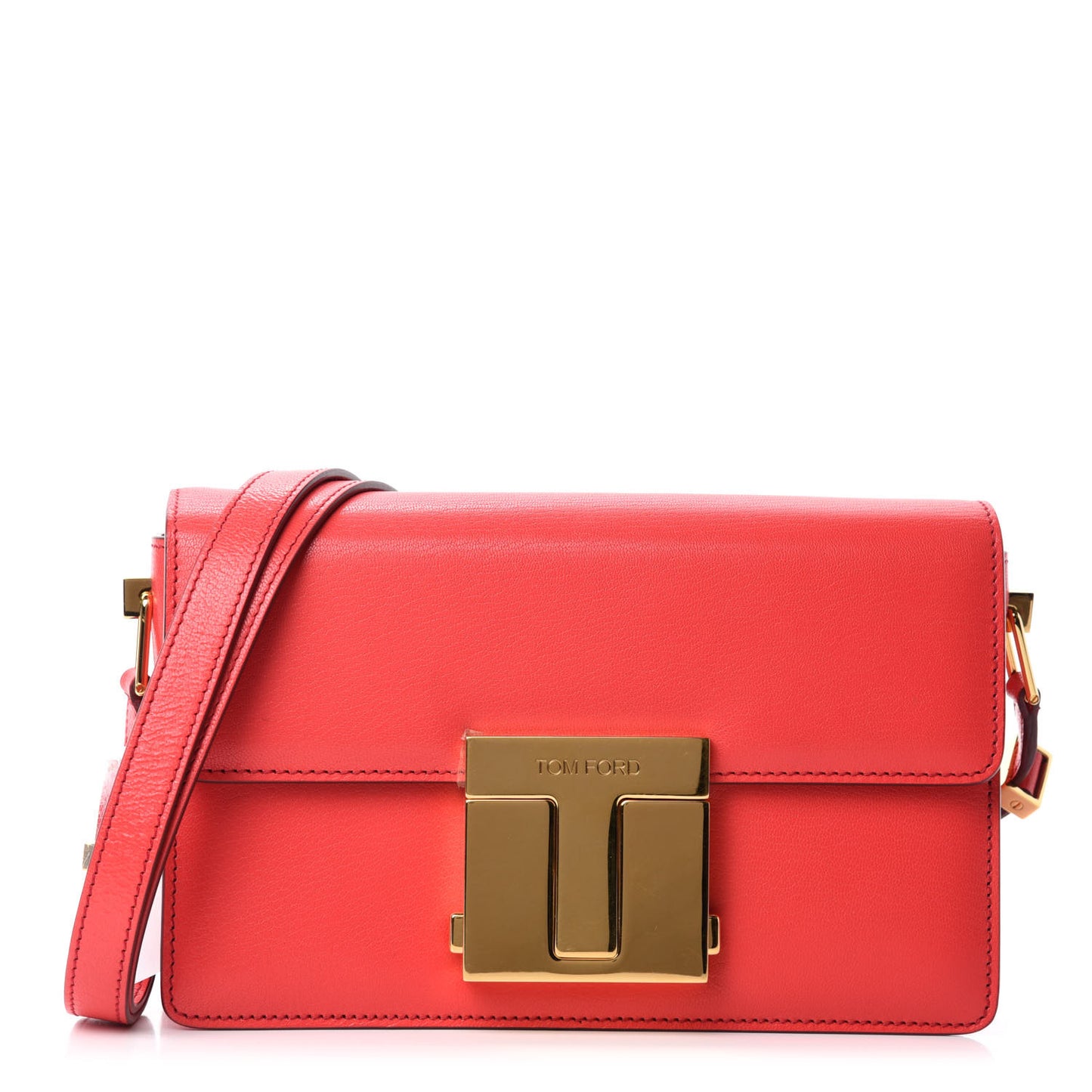Shiny Goatskin T Clasp Shoulder Bag Red