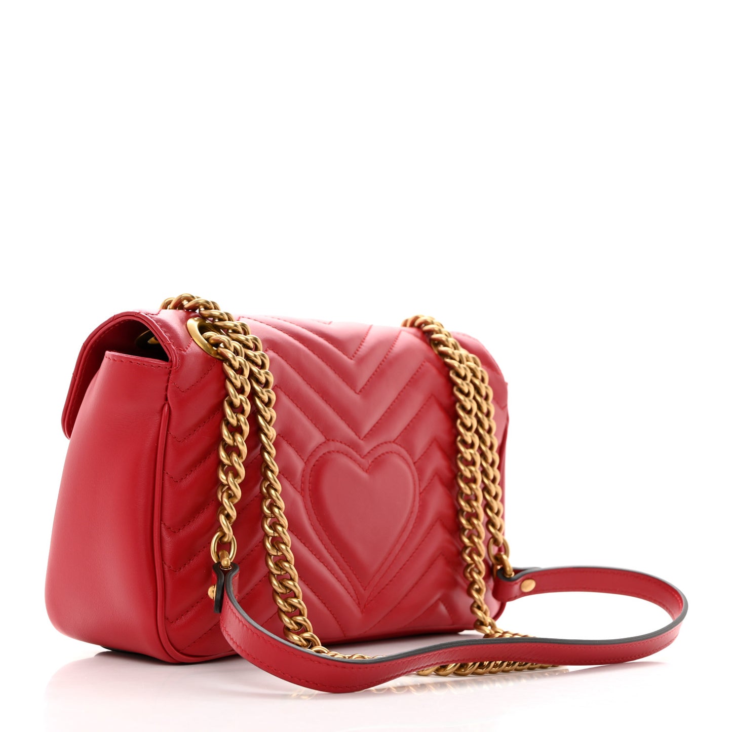 Calfskin Matelasse Small GG Marmont Shoulder Bag Hibiscus Red