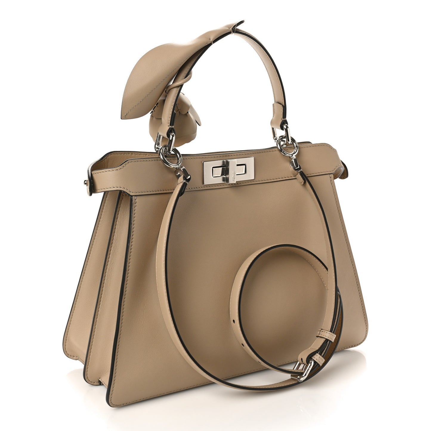 Vitello Seta Shiny Nappa Plexiglass Medium Peekaboo I SEE U Satchel Tortora