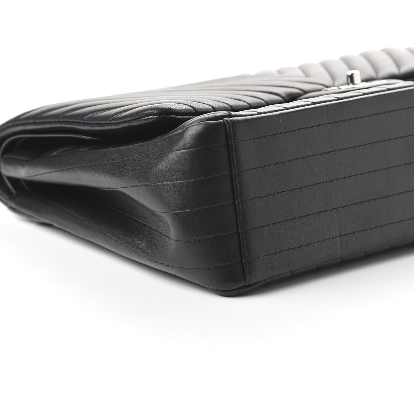 Lambskin Chevron Quilted Maxi Double Flap Black