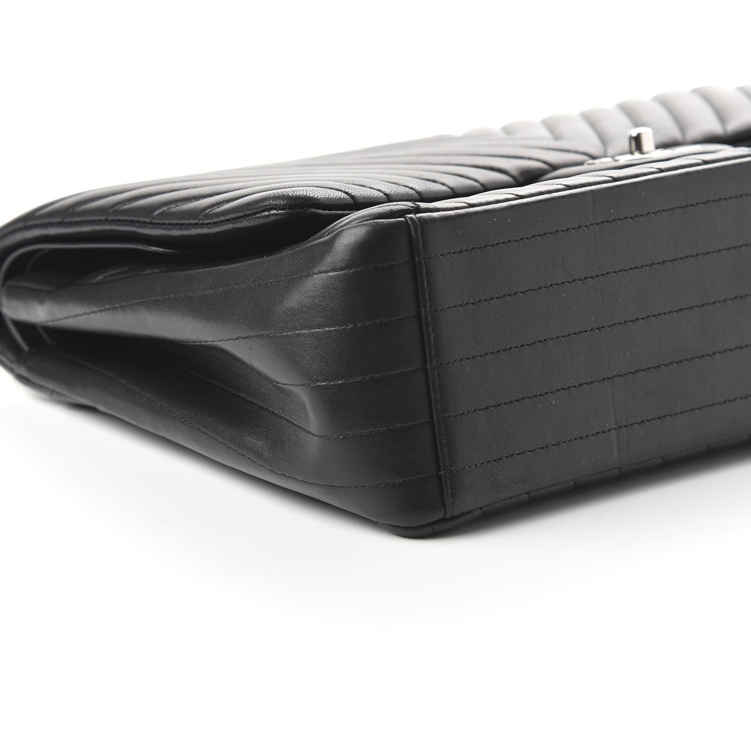 Chanel Lambskin Chevron Quilted Maxi Double Flap Black 8 of 13