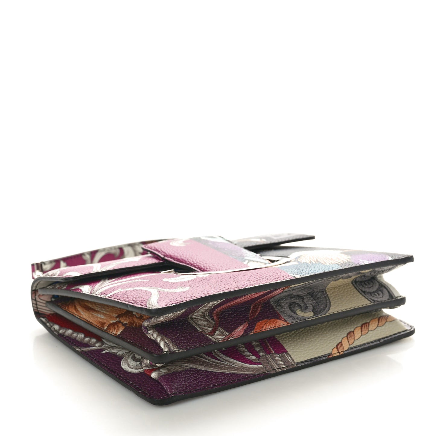 Calfskin Elisabetta Piccolo Print Thalia Crossbody Bag Black Burgundy Multicolor