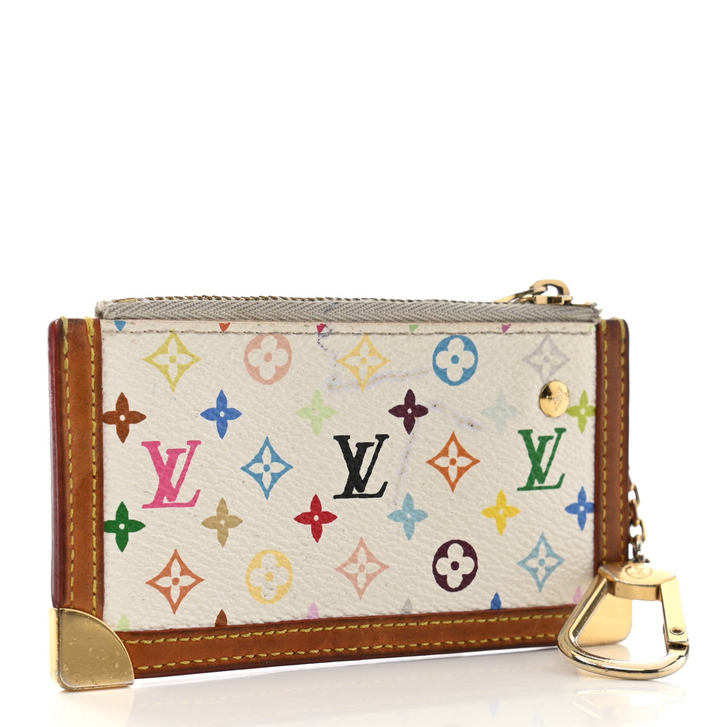 Louis Vuitton Monogram Multicolor Key Pouch White 3 of 8