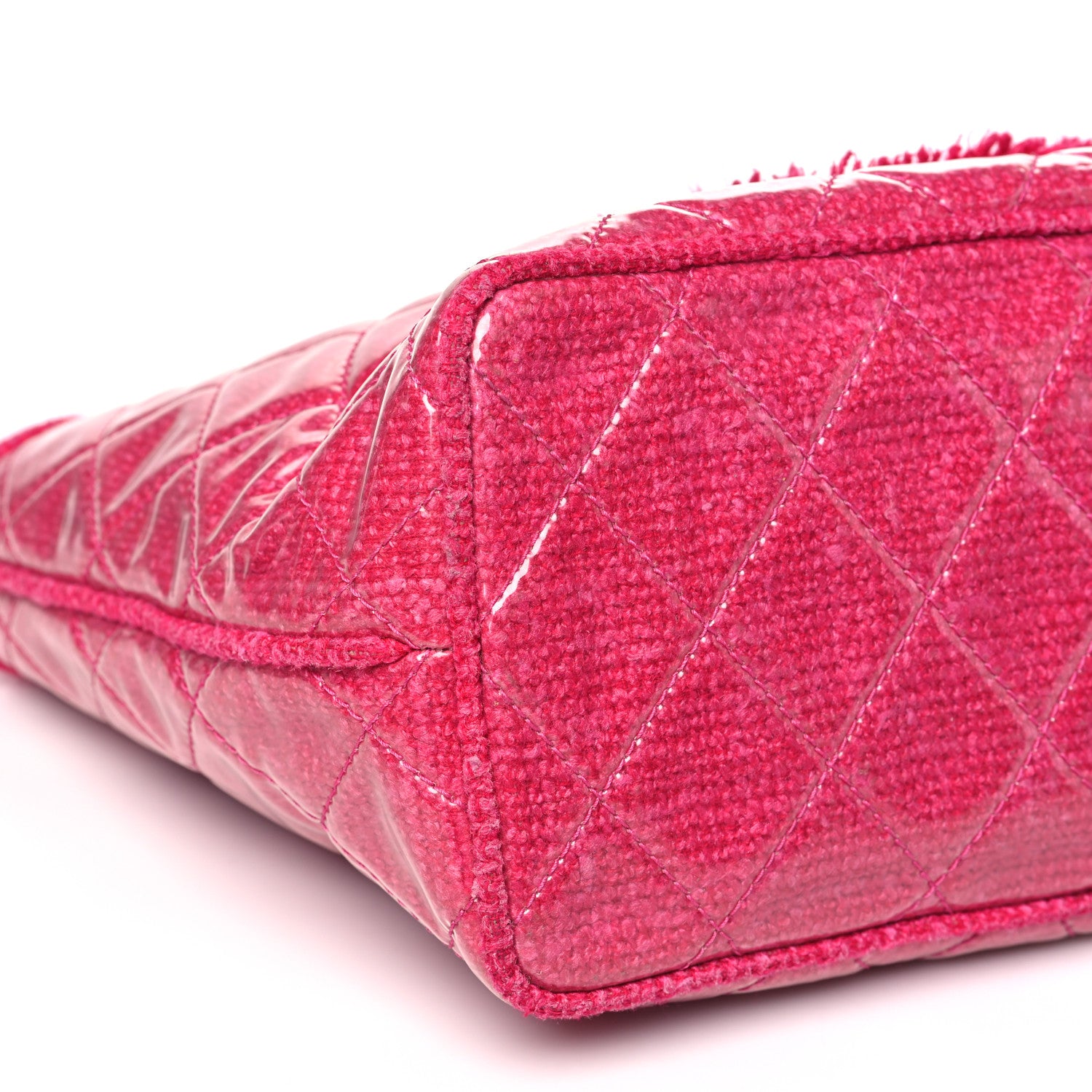 Chanel Vinyl Quilted Funny Tweed Tote Fuchsia 9 of 12