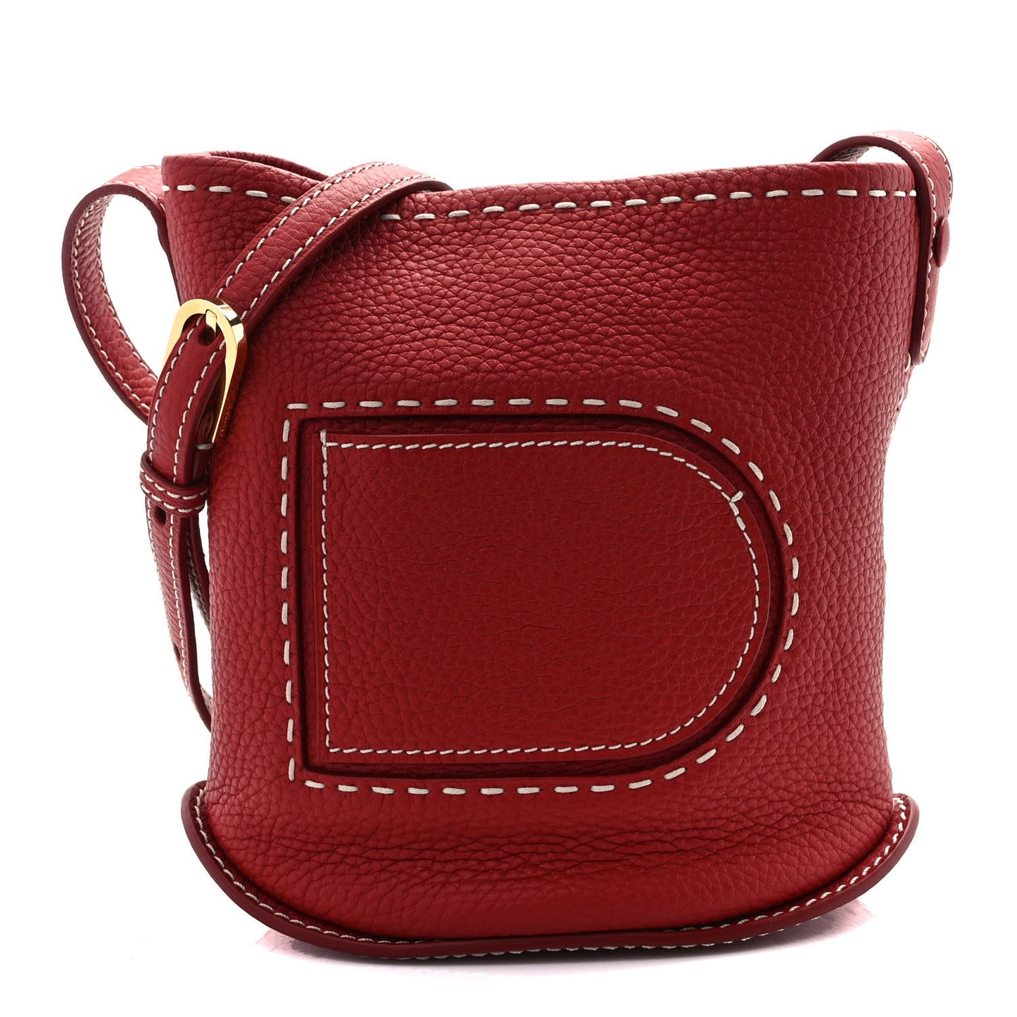 Taurillon Soft Mini Pin Surpique Bucket Scarlet Red