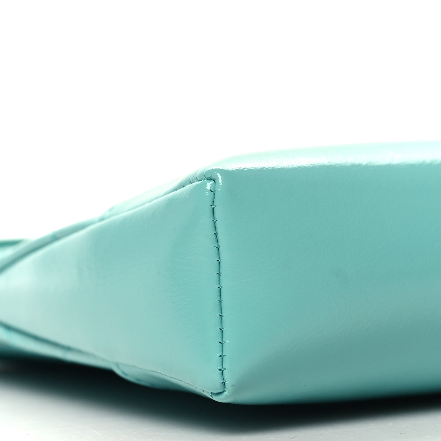 Shiny Crumpled Calfskin Quilted Nano 31 Shopping Bag Turquoise