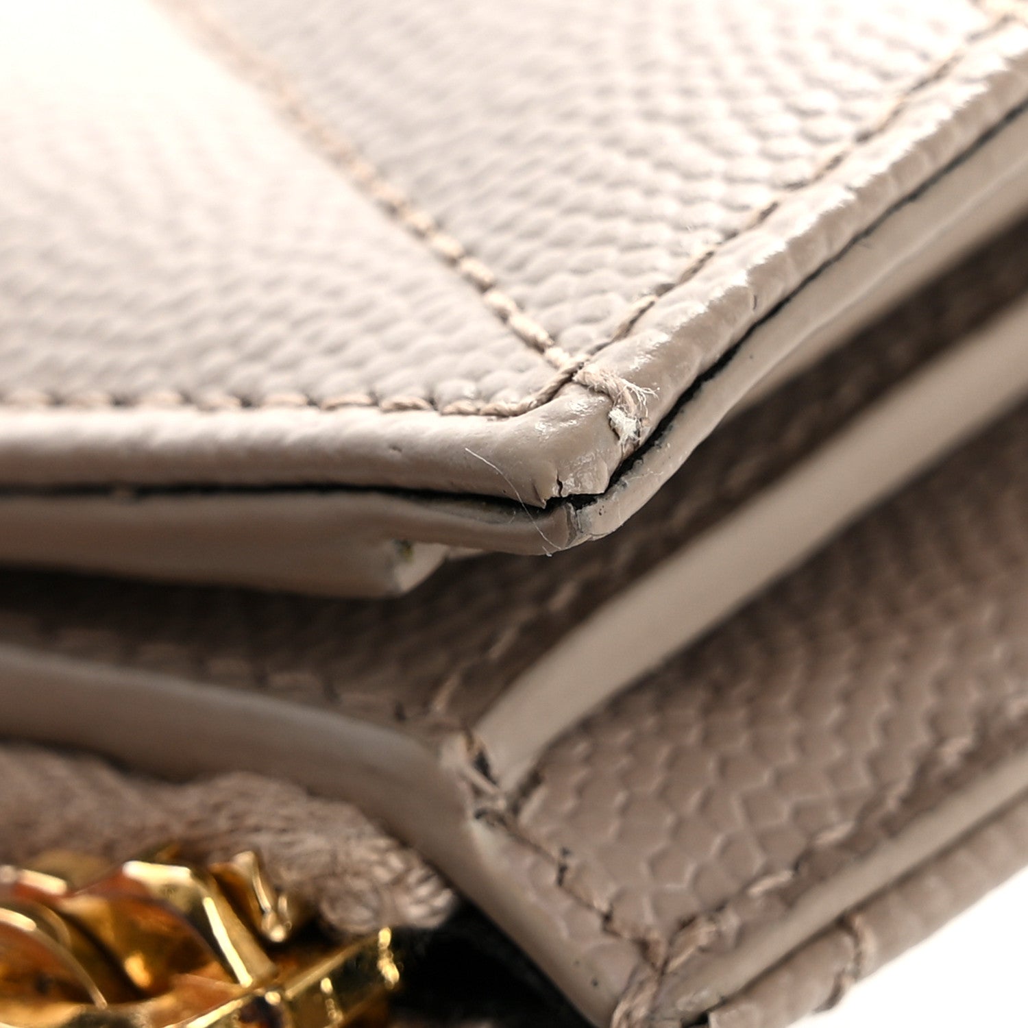 Saint Laurent Grain De Poudre Matelasse Chevron Monogram Zipped Card Case Dark Beige 11 of 12